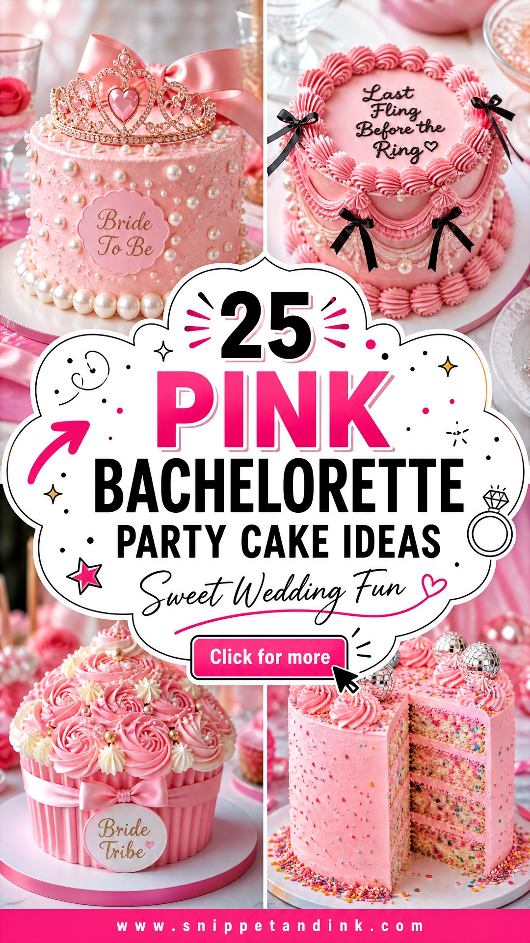 25 Pink Bachelorette Party Cake Ideas for Wedding Fun - 25 Pink Bachelorette Party Cake Ideas for Wedding Fun