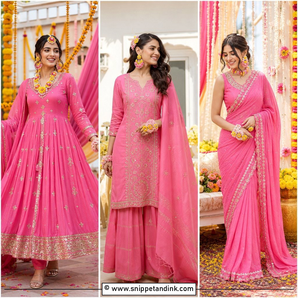 25 Pink Haldi Ceremony Outfit Ideas for a Joyful Glow