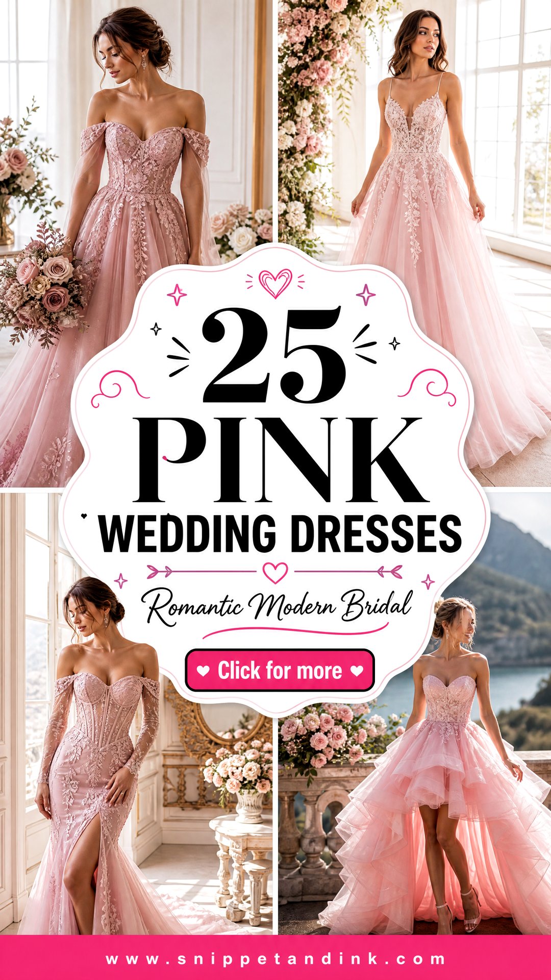 25 Pink Wedding Dresses for a Romantic Modern Bridal Look - 25 Pink Wedding Dresses for a Romantic Modern Bridal Look