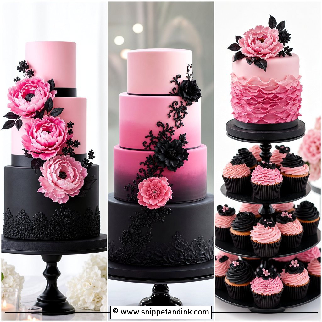 25 Pink and Black Cake Ideas for Wedding Modern Inspo