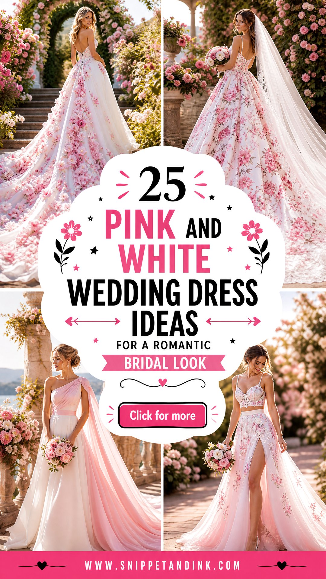 25 Pink and White Wedding Dress Ideas for a Romantic Bridal Look - 25 Pink and White Wedding Dress Ideas for a Romantic Bridal Look