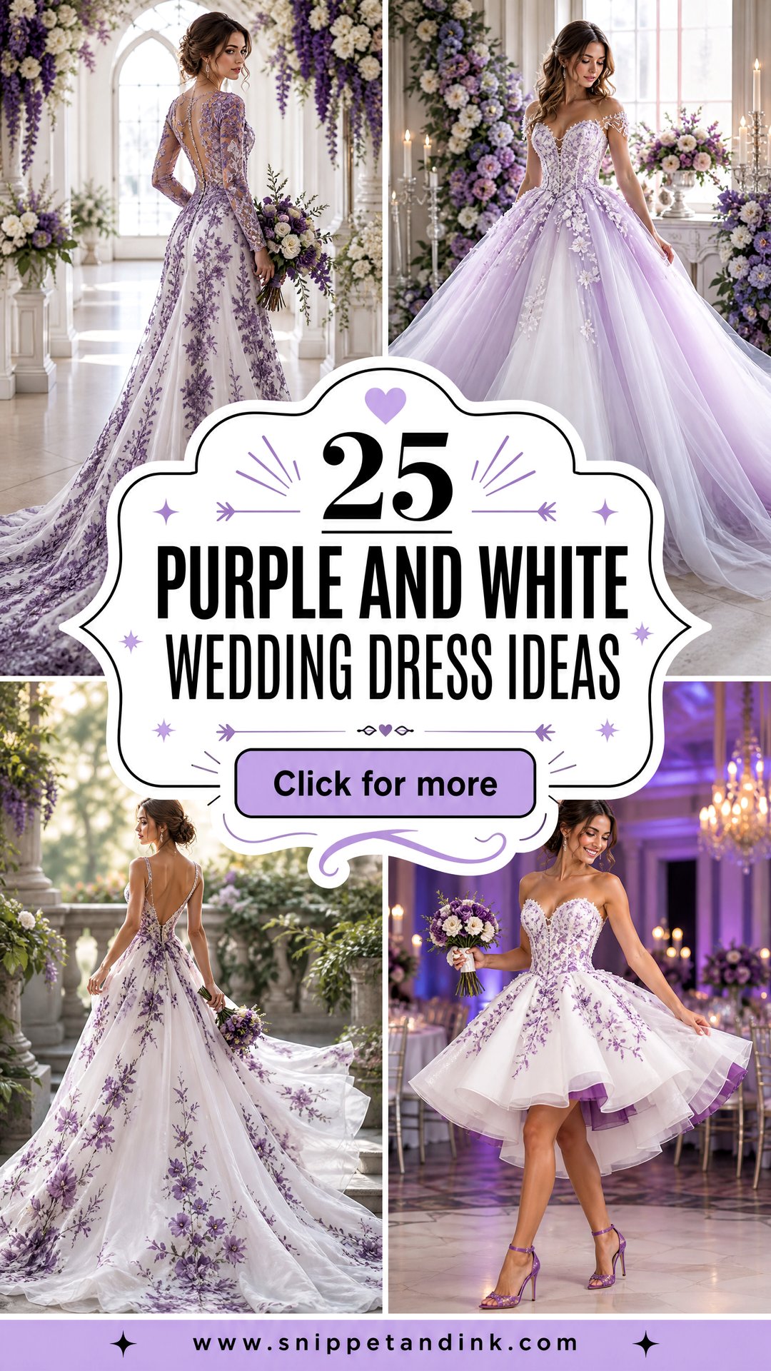 25 Purple and White Wedding Dress Ideas for a Chic Bridal Look - 25 Purple and White Wedding Dress Ideas for a Chic Bridal Look