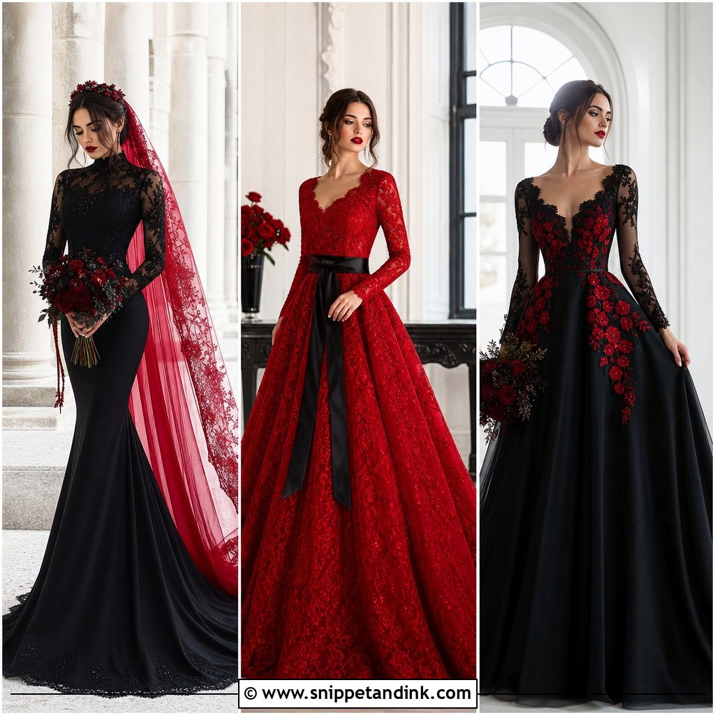 25 Red and Black Wedding Dress Ideas for a Bold Bridal Look