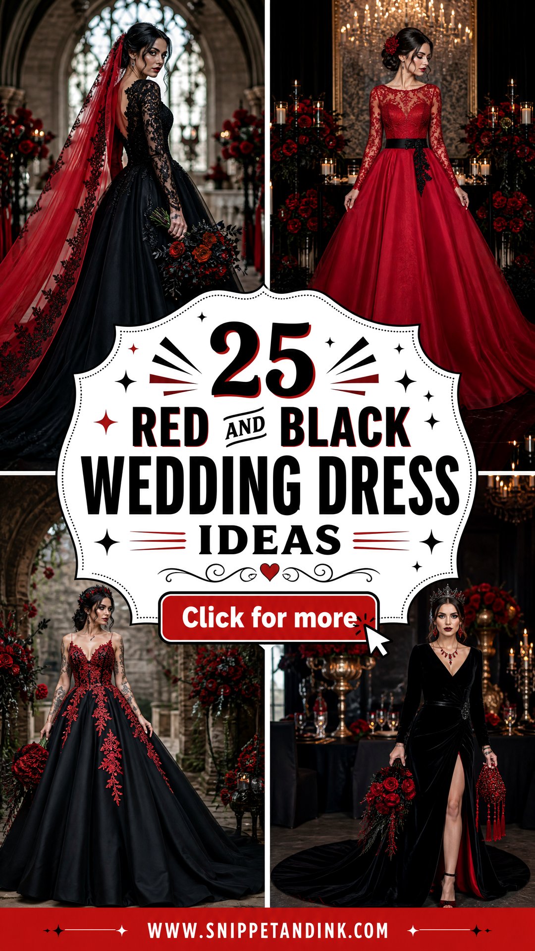 25 Red and Black Wedding Dress Ideas for a Bold Bridal Look - 25 Red and Black Wedding Dress Ideas for a Bold Bridal Look