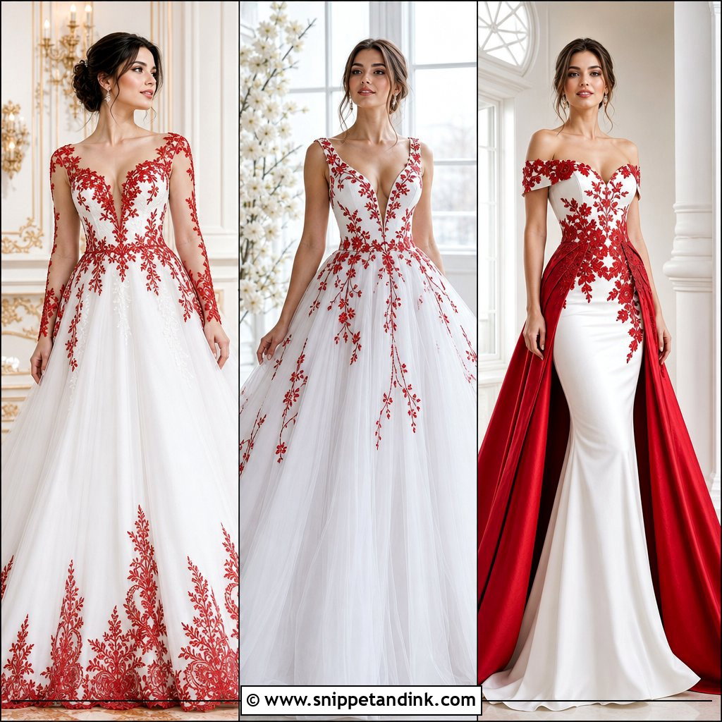 25 Red and White Wedding Dress Ideas for a Fresh Bridal Look