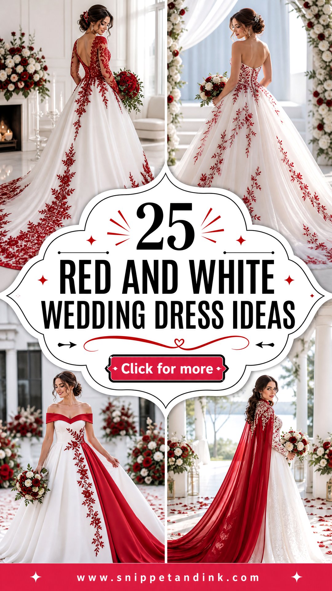 25 Red and White Wedding Dress Ideas for a Fresh Bridal Look - 25 Red and White Wedding Dress Ideas for a Fresh Bridal Look