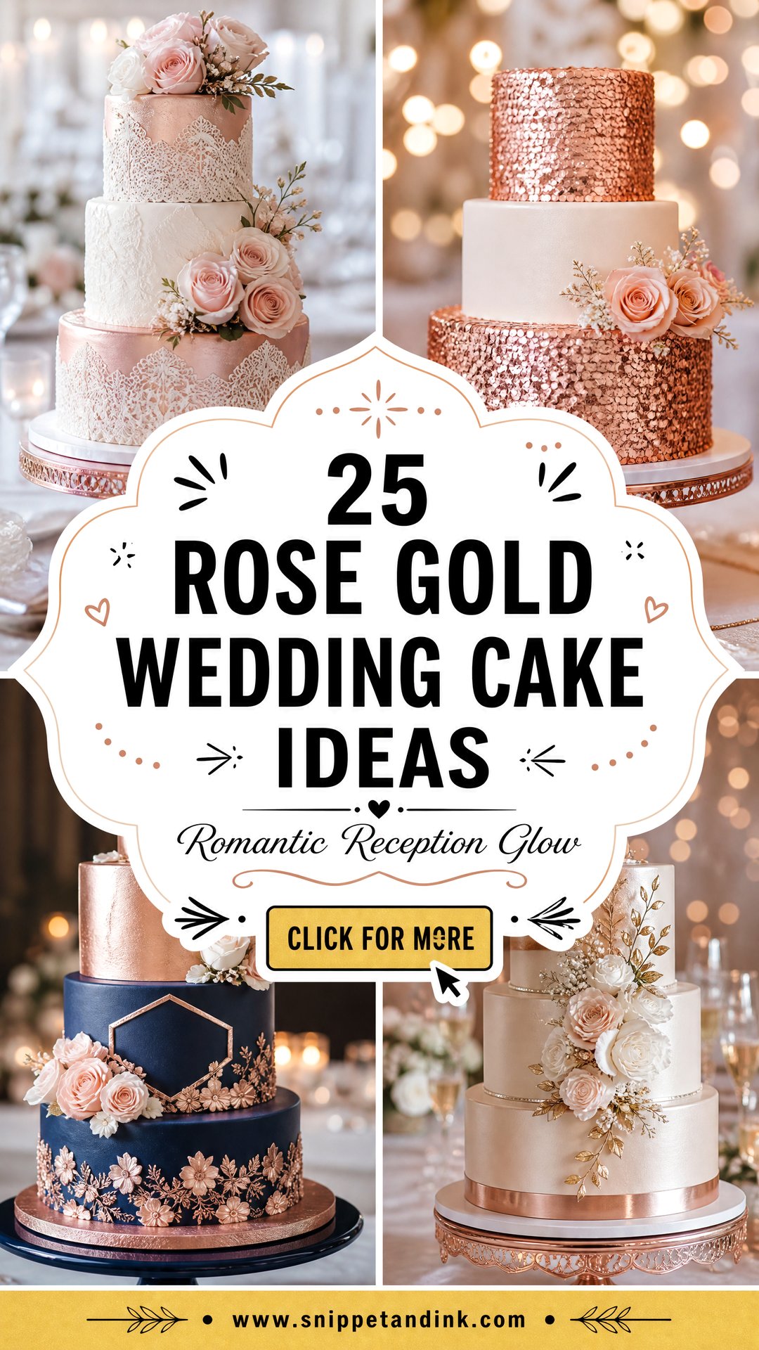 25 Rose Gold Wedding Cake Ideas for Romantic Receptions - 25 Rose Gold Wedding Cake Ideas for Romantic Receptions