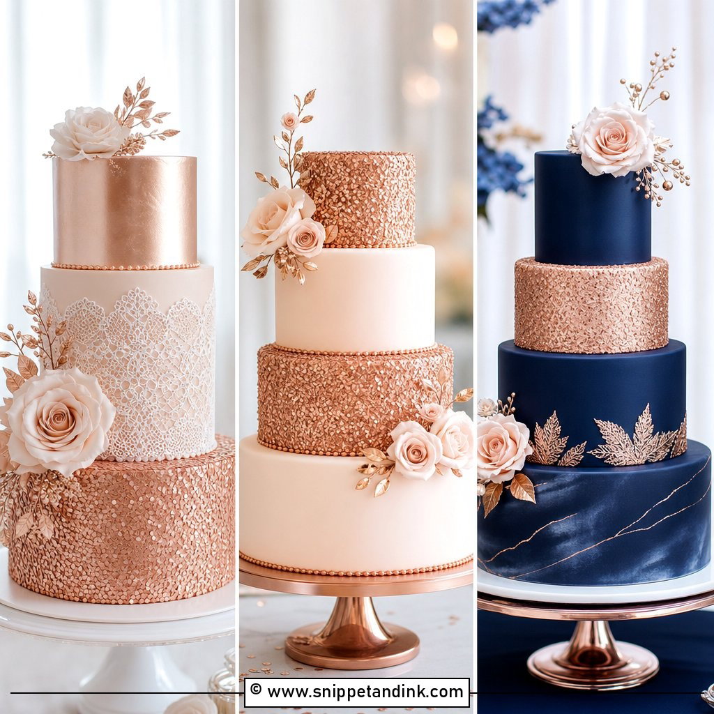 25 Rose Gold Wedding Cake Ideas for Romantic Receptions