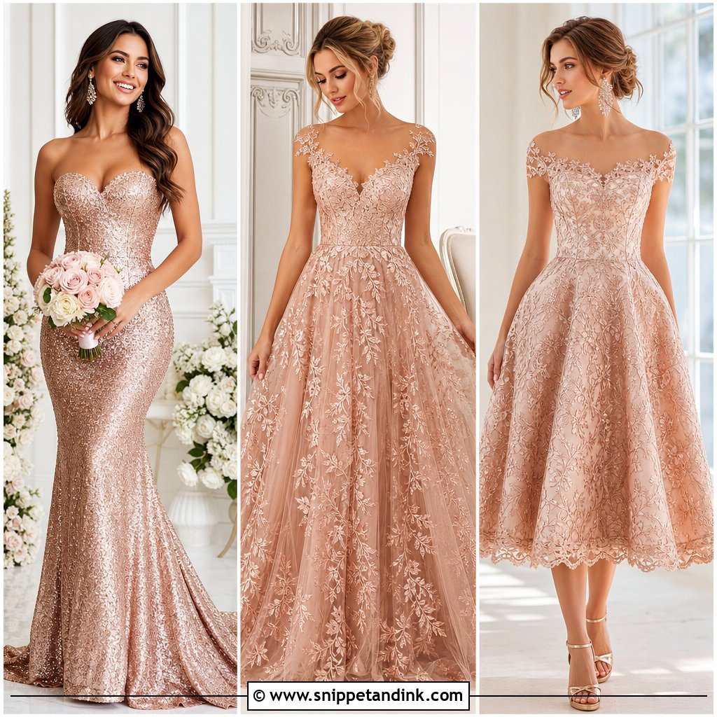 25 Rose Gold Wedding Dress Ideas