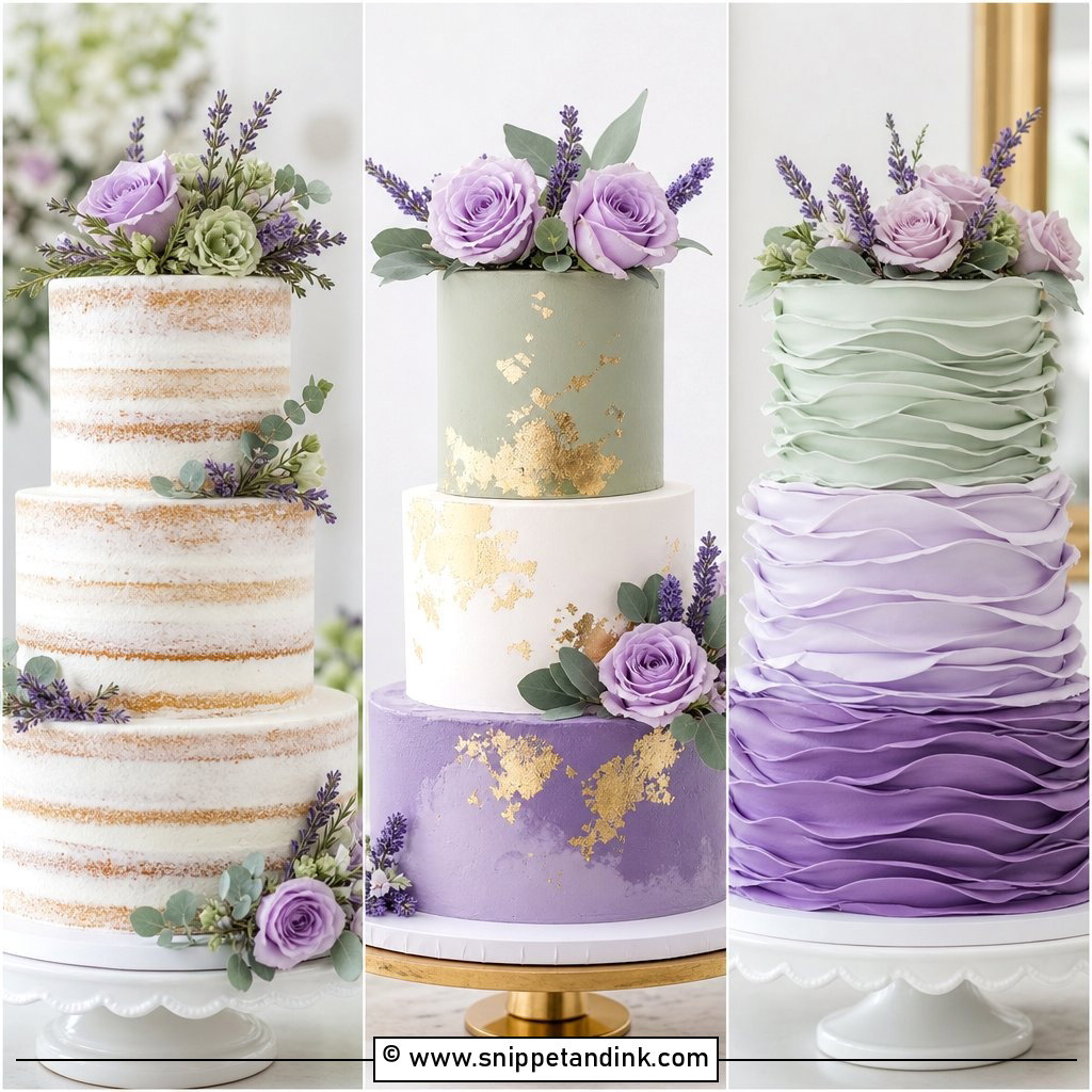 25 Sage Green and Lavender Wedding Cake Ideas For Spring