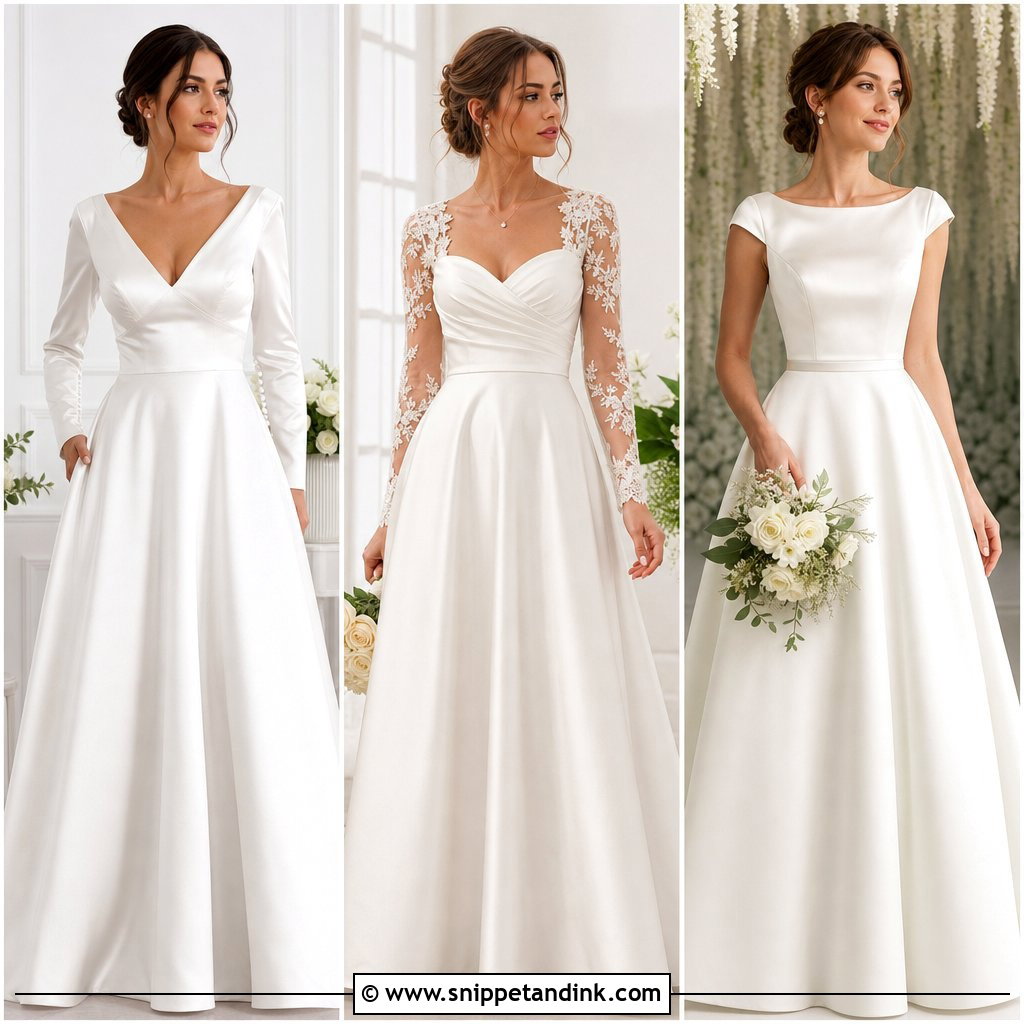 25 Satin Wedding Dress with Sleeves
