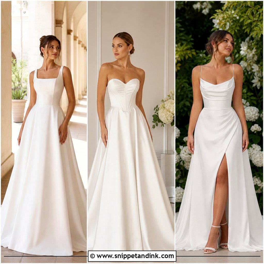 25 Satin a Line Wedding Dress Ideas for Timeless Brides