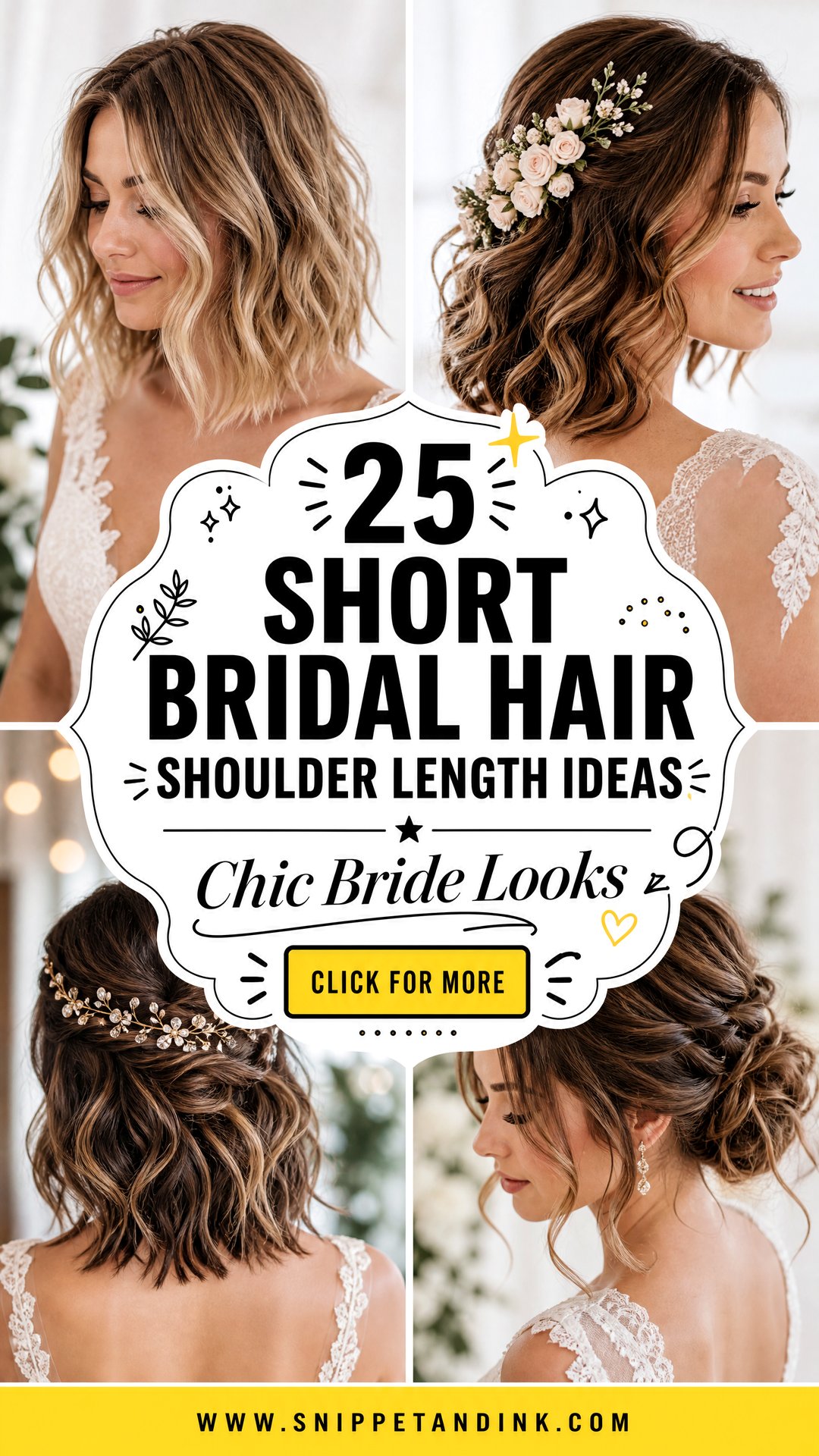 25 Short Bridal Hair Shoulder Length Ideas For Chic Brides - 25 Short Bridal Hair Shoulder Length Ideas For Chic Brides
