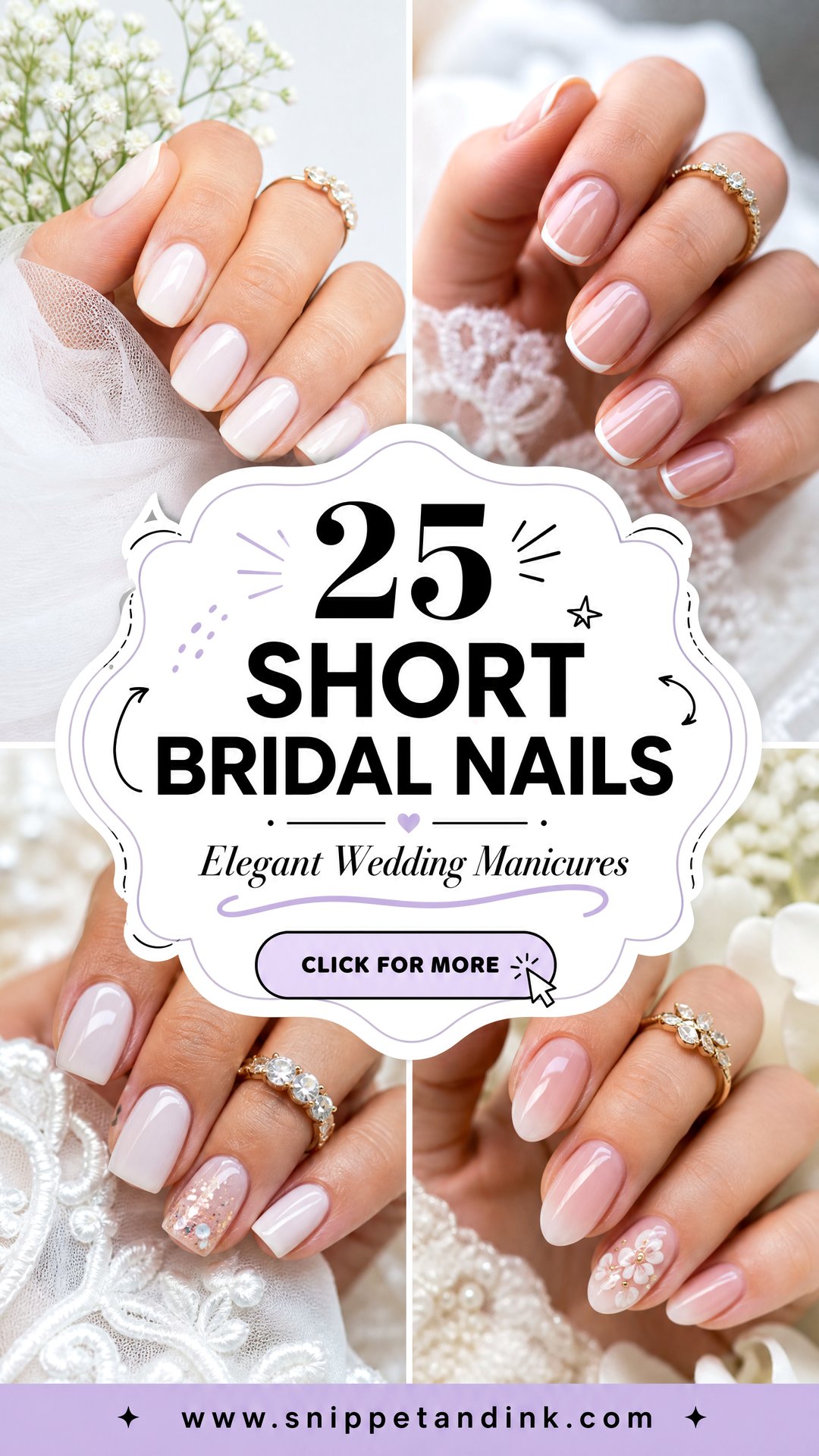 25 Short Bridal Nails for Elegant Wedding Manicures - 25 Short Bridal Nails for Elegant Wedding Manicures