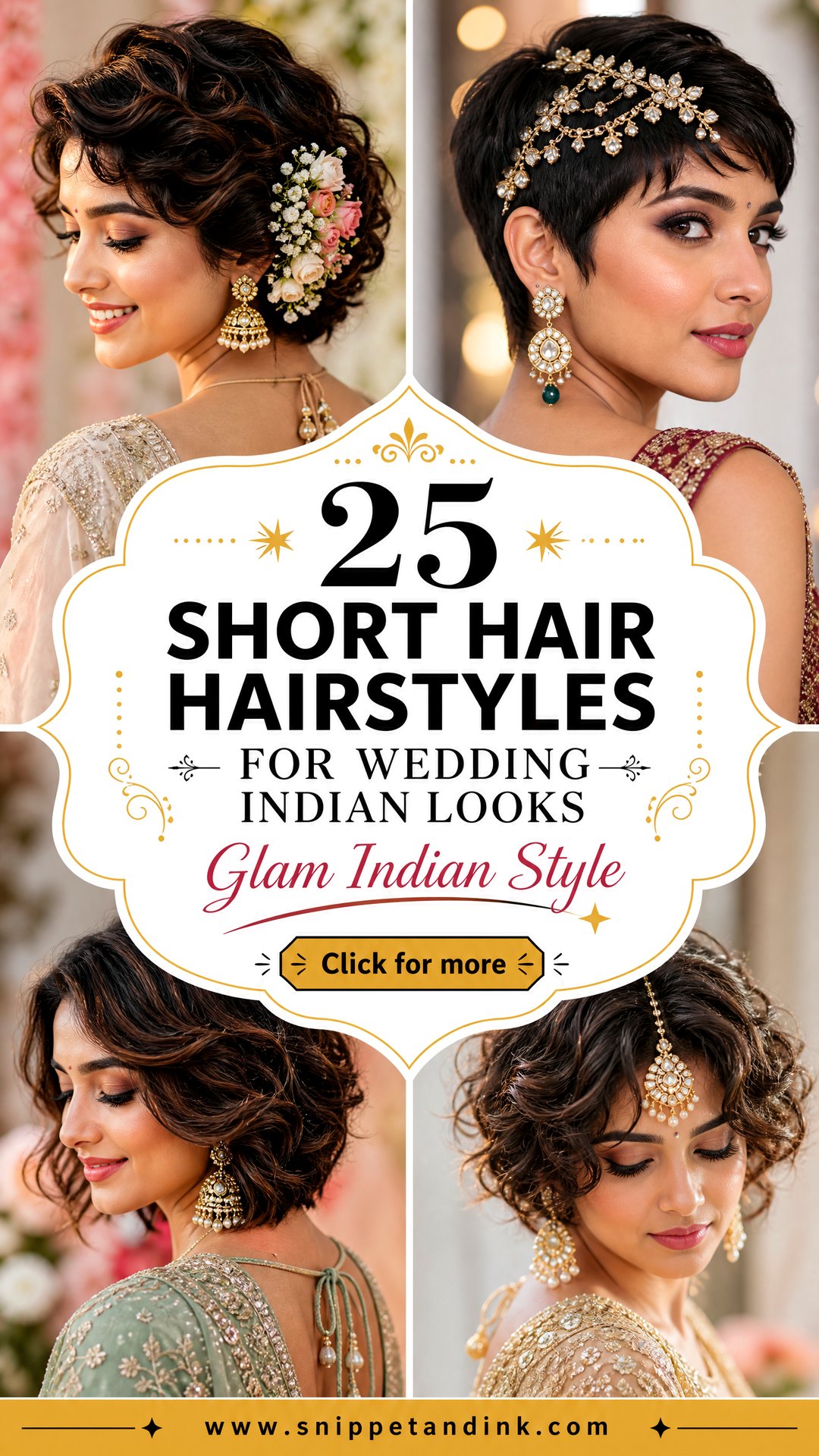 25 Short Hair Hairstyles for Wedding Indian Looks - 25 Short Hair Hairstyles for Wedding Indian Looks