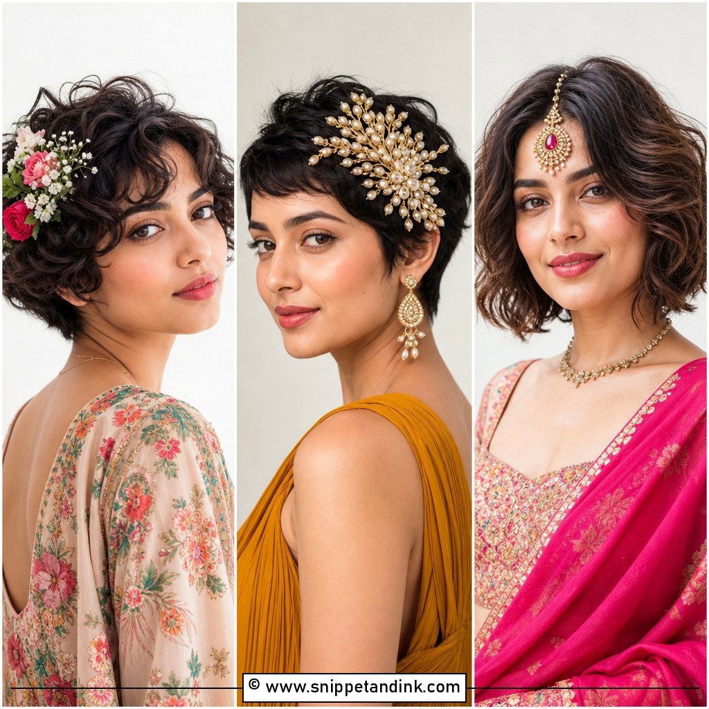 25 Short Hair Hairstyles for Wedding Indian Looks