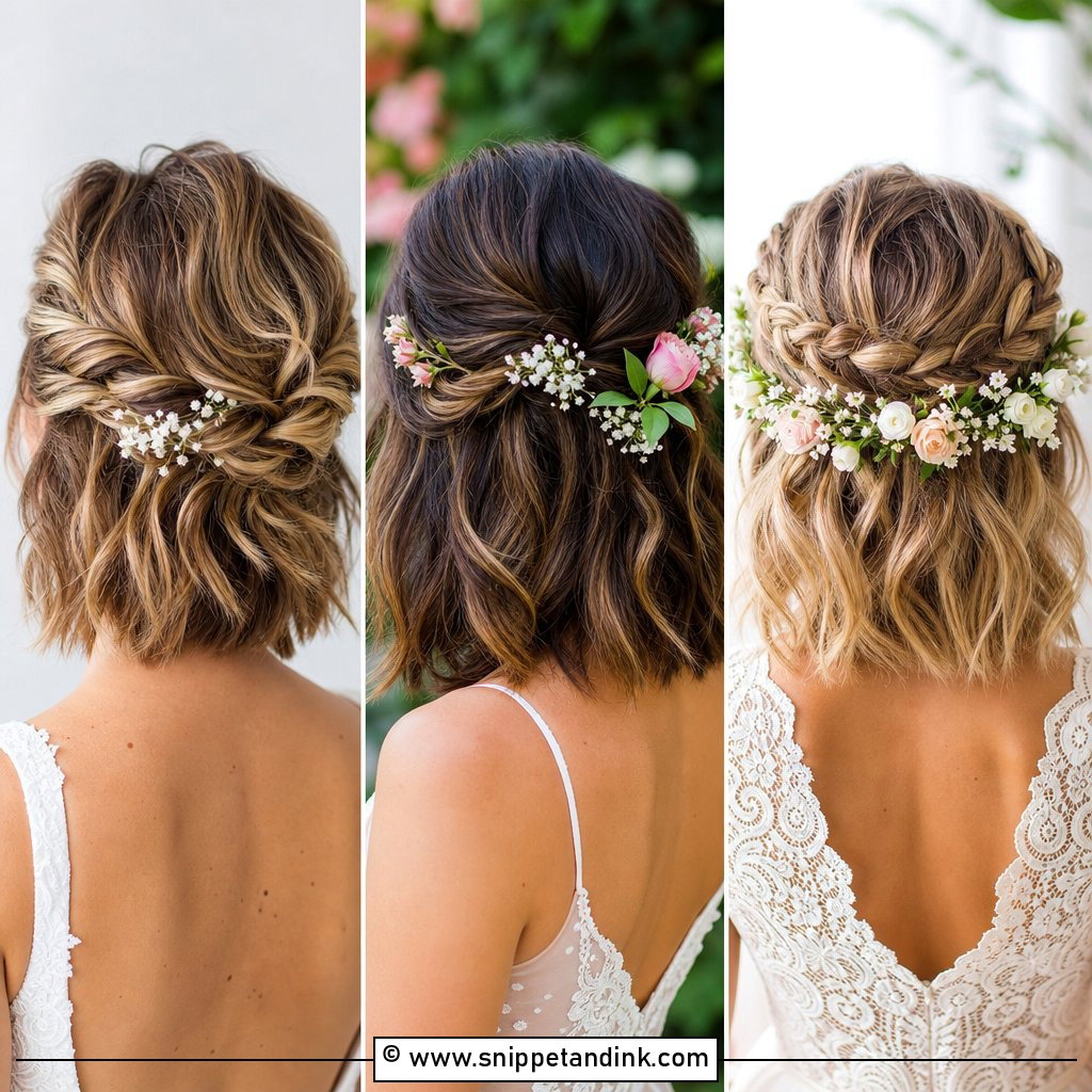 25 Short Hair Half-Up Half-Down Wedding Hairstyles to Love