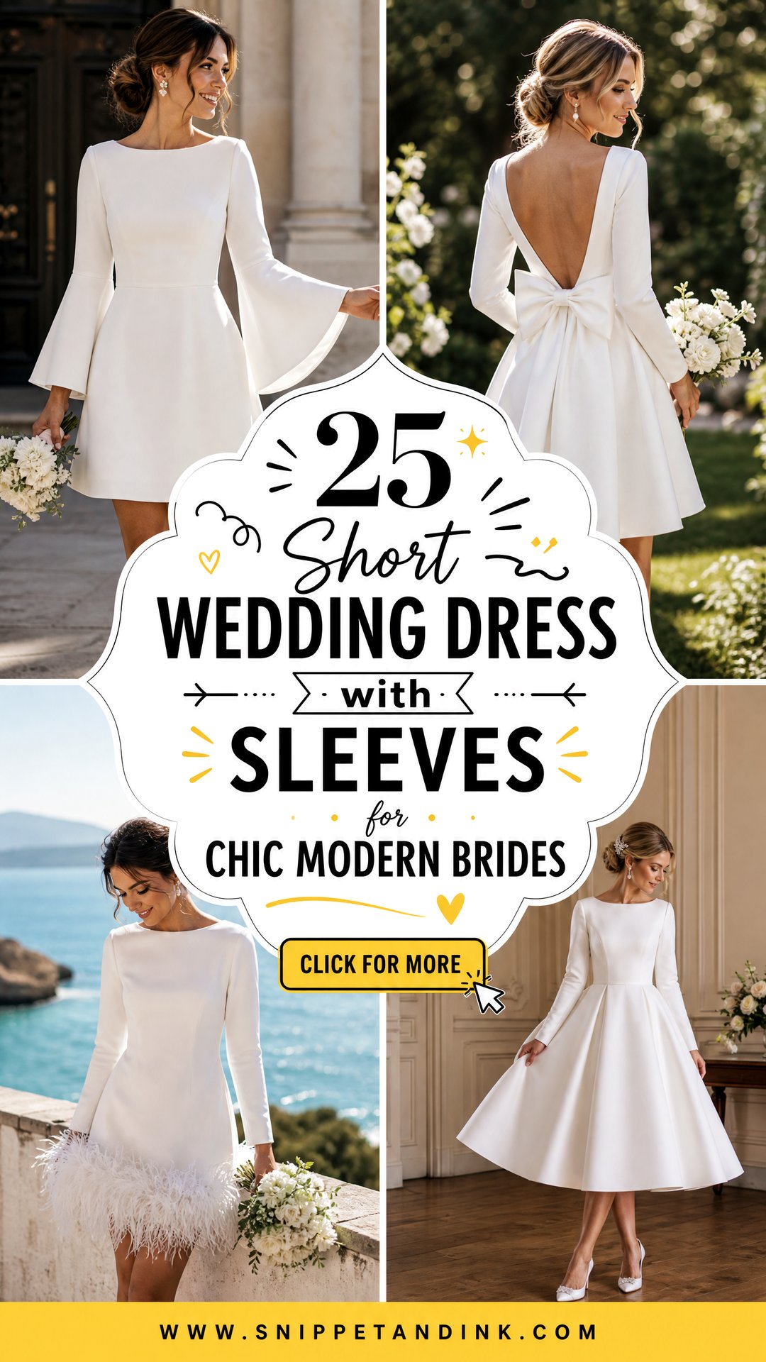 25 Short Wedding Dress with Sleeves for Chic Modern Brides - 25 Short Wedding Dress with Sleeves for Chic Modern Brides