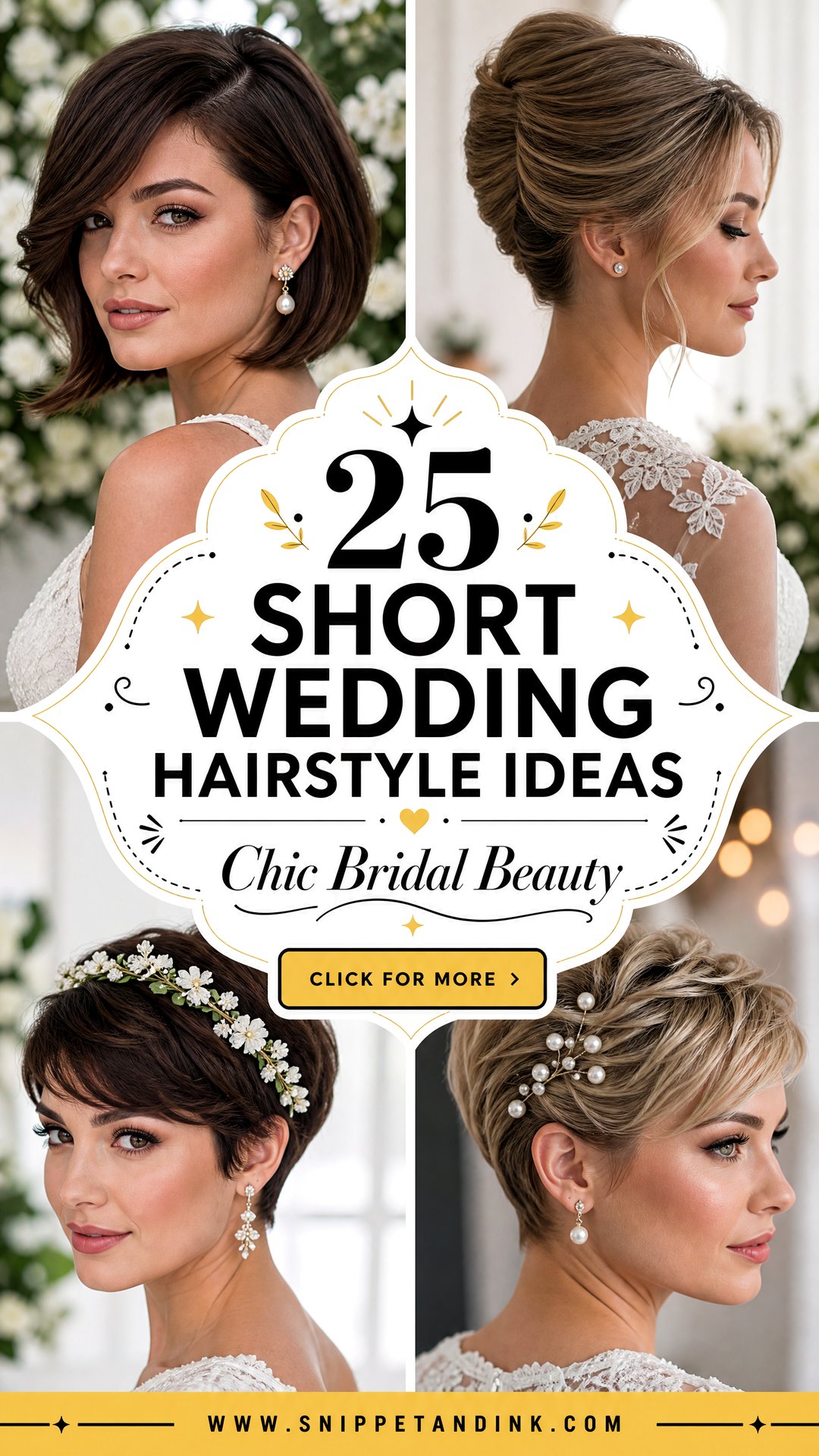 25 Short Wedding Hairstyle Ideas for Chic Bridal Beauty - 25 Short Wedding Hairstyle Ideas for Chic Bridal Beauty