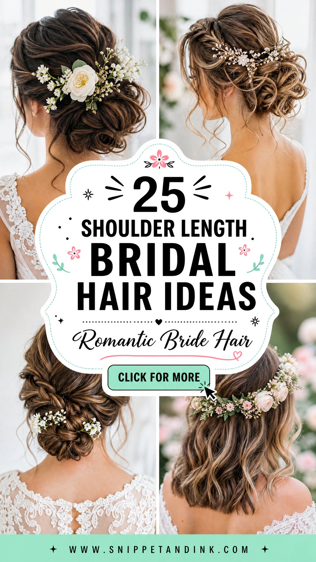 25 Shoulder Length Bridal Hair Ideas for Romantic Brides - 25 Shoulder Length Bridal Hair Ideas for Romantic Brides