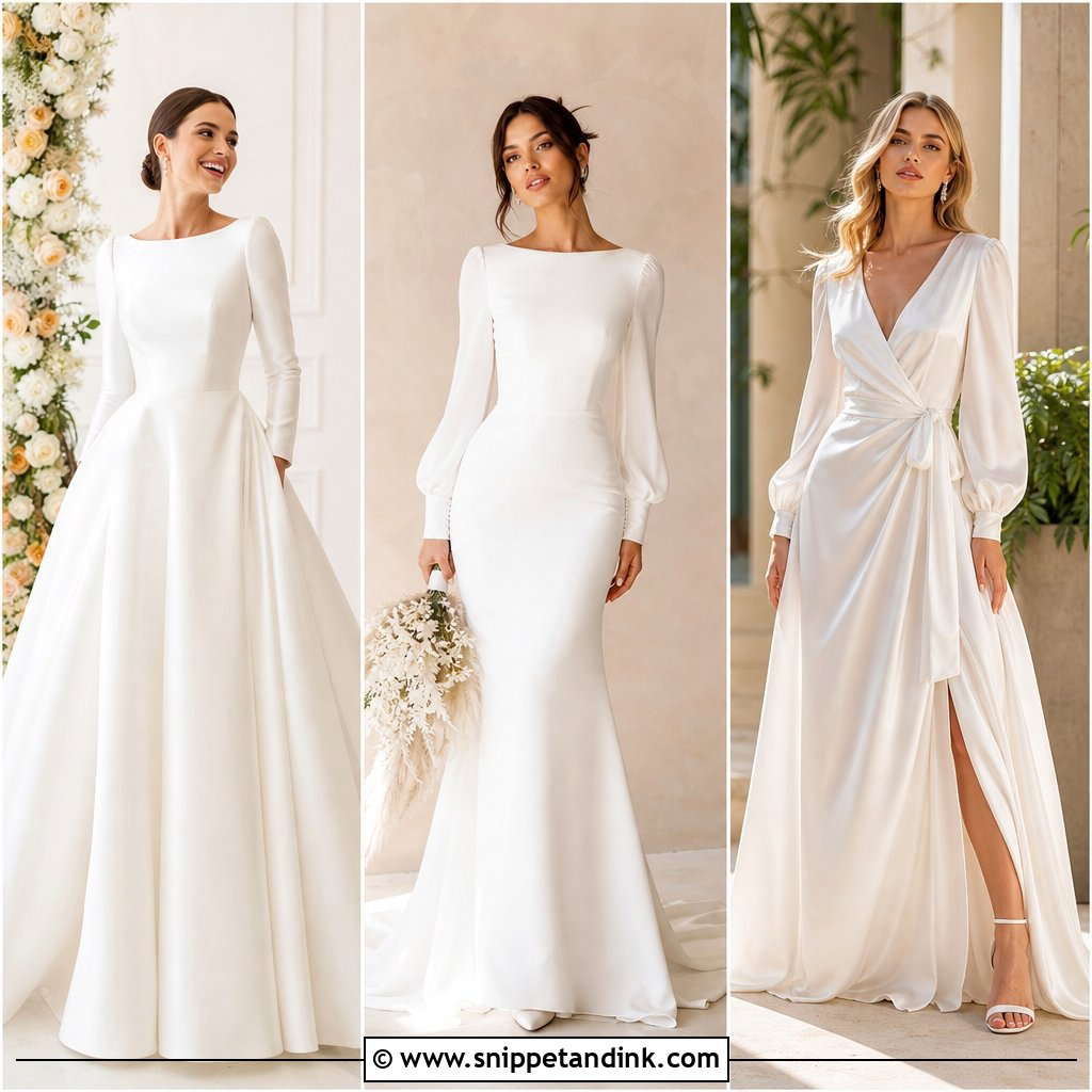 25 Silk Wedding Dress with Sleeves for Elegant Modern Brides