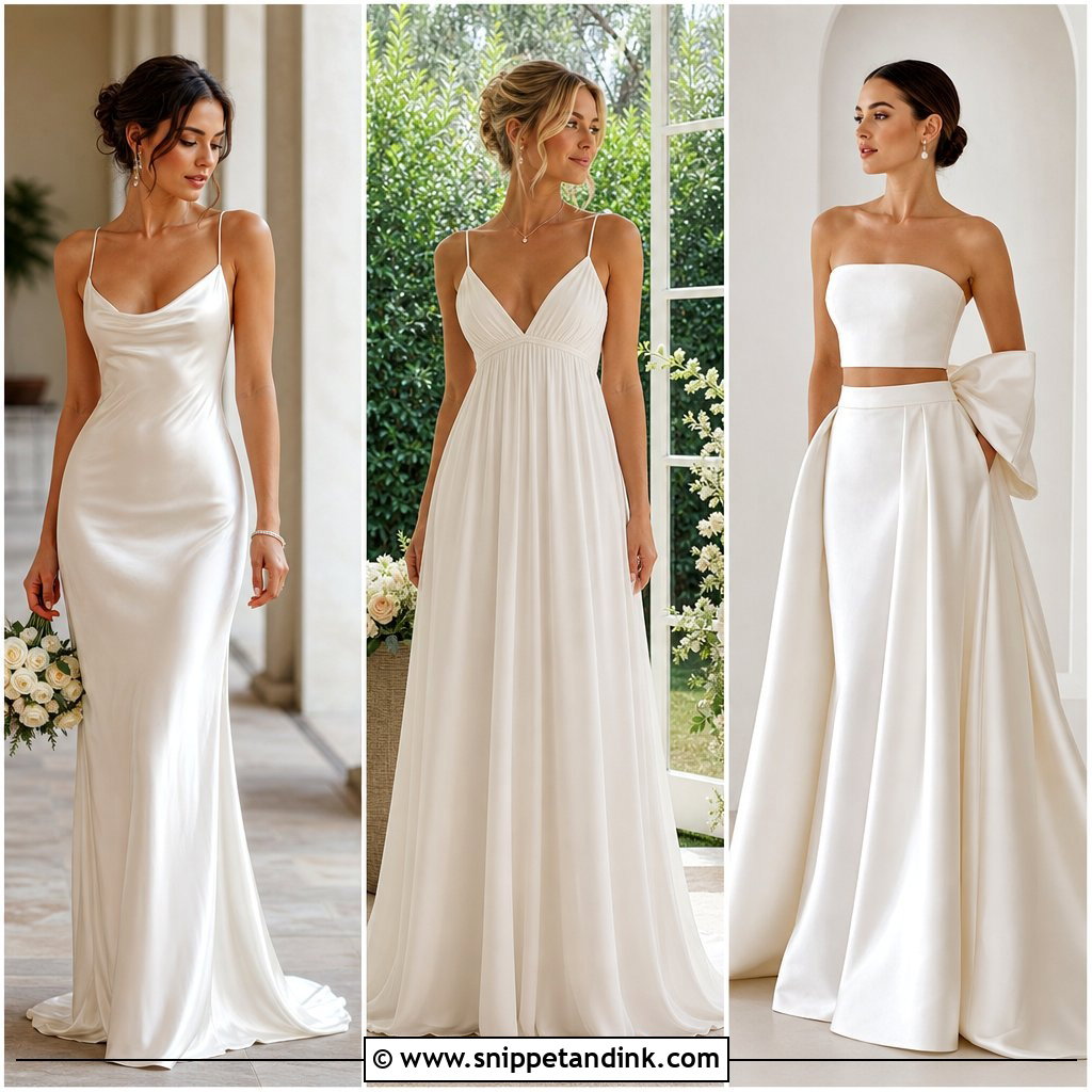 25 Silky Wedding Dress Ideas for a Luxe, Modern Bridal Look