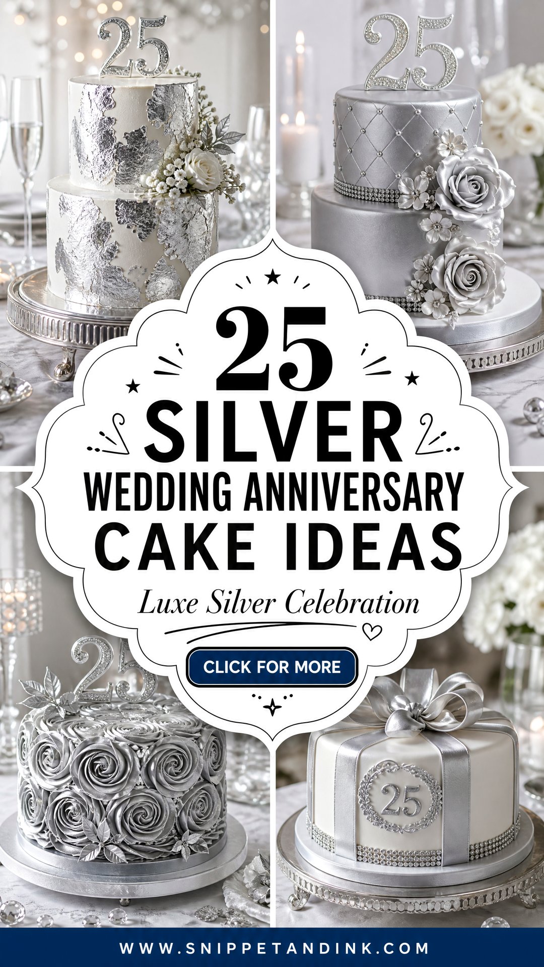 25 Silver Wedding Anniversary Cake Ideas for a Luxe Celebration - 25 Silver Wedding Anniversary Cake Ideas for a Luxe Celebration