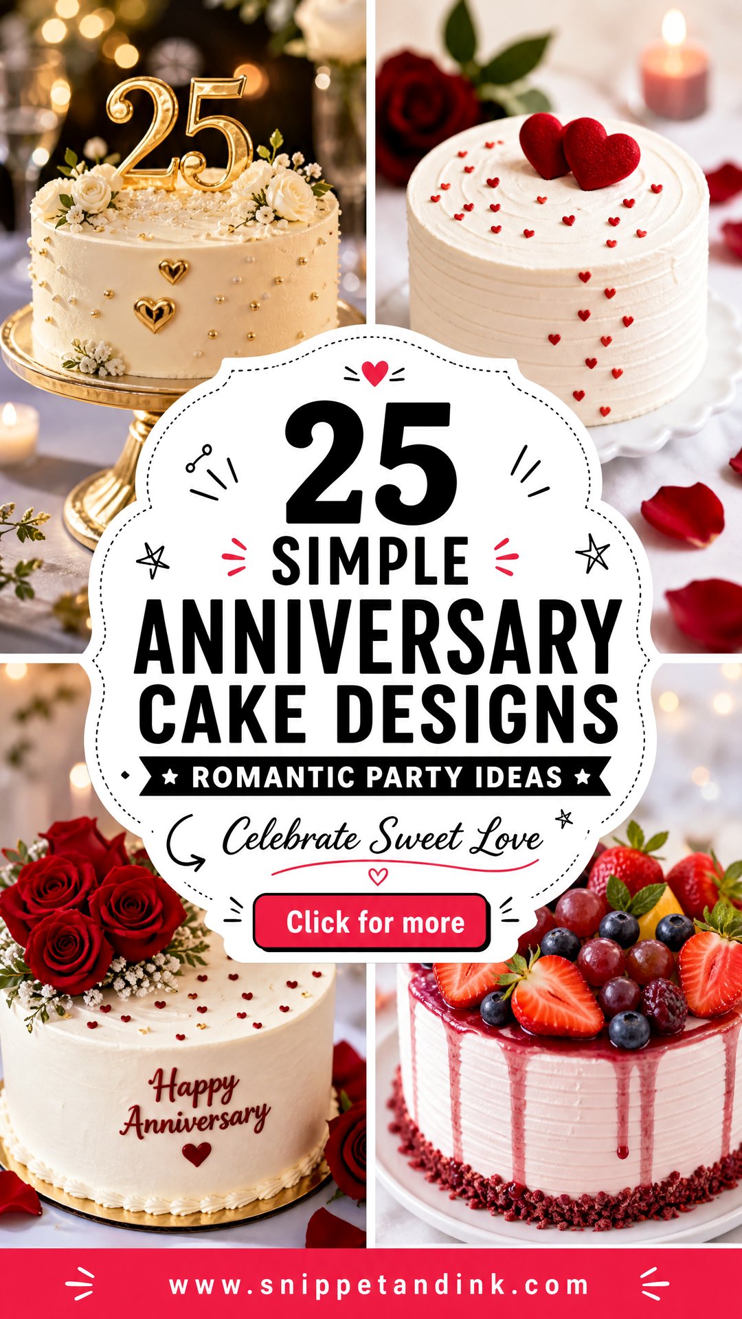 25 Simple Anniversary Cake Designs Romantic Party Ideas - 25 Simple Anniversary Cake Designs: Romantic Party Ideas