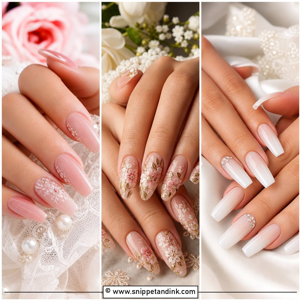 25 Simple Bridal Wedding Nails for Bride Elegant Ideas