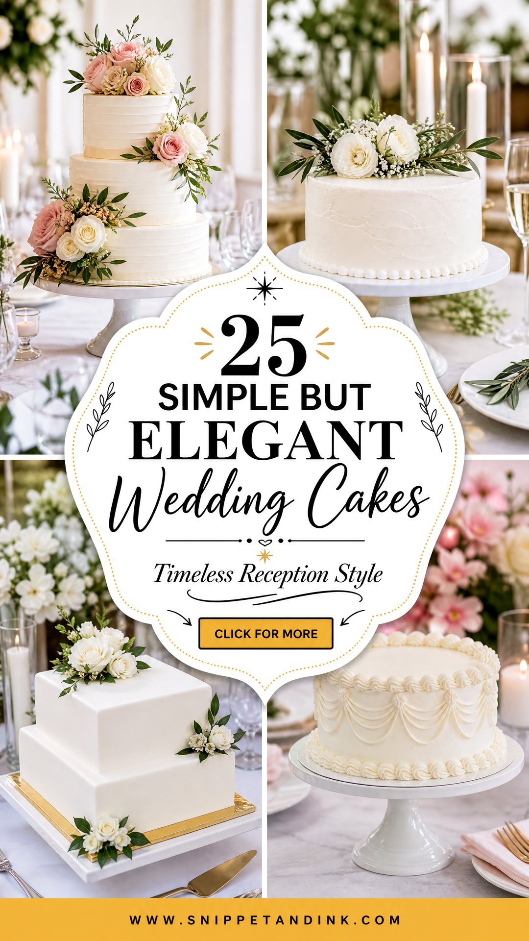 25 Simple But Elegant Wedding Cakes for Timeless Receptions - 25 Simple But Elegant Wedding Cakes for Timeless Receptions