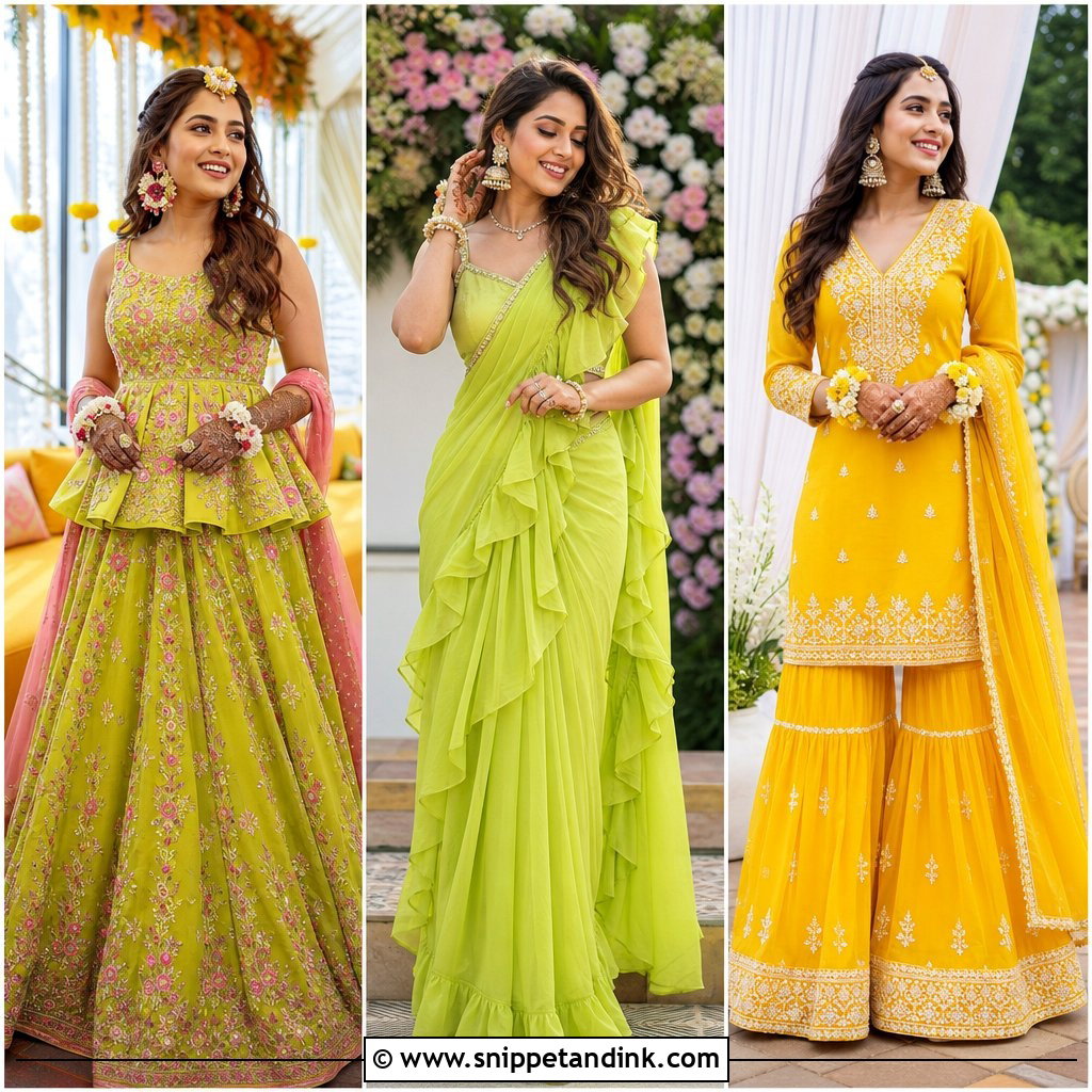25 Simple Mehendi Outfits for Bride: Colorful Bridal Looks to Try