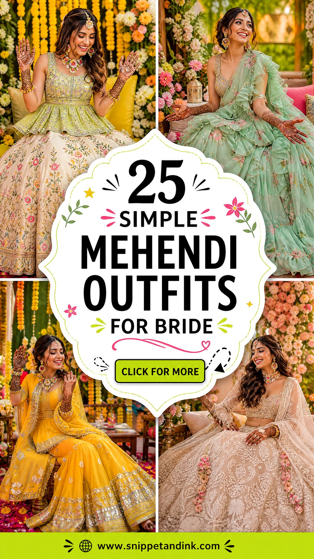 25 Simple Mehendi Outfits for Bride Colorful Bridal Looks to Try - 25 Simple Mehendi Outfits for Bride: Colorful Bridal Looks to Try