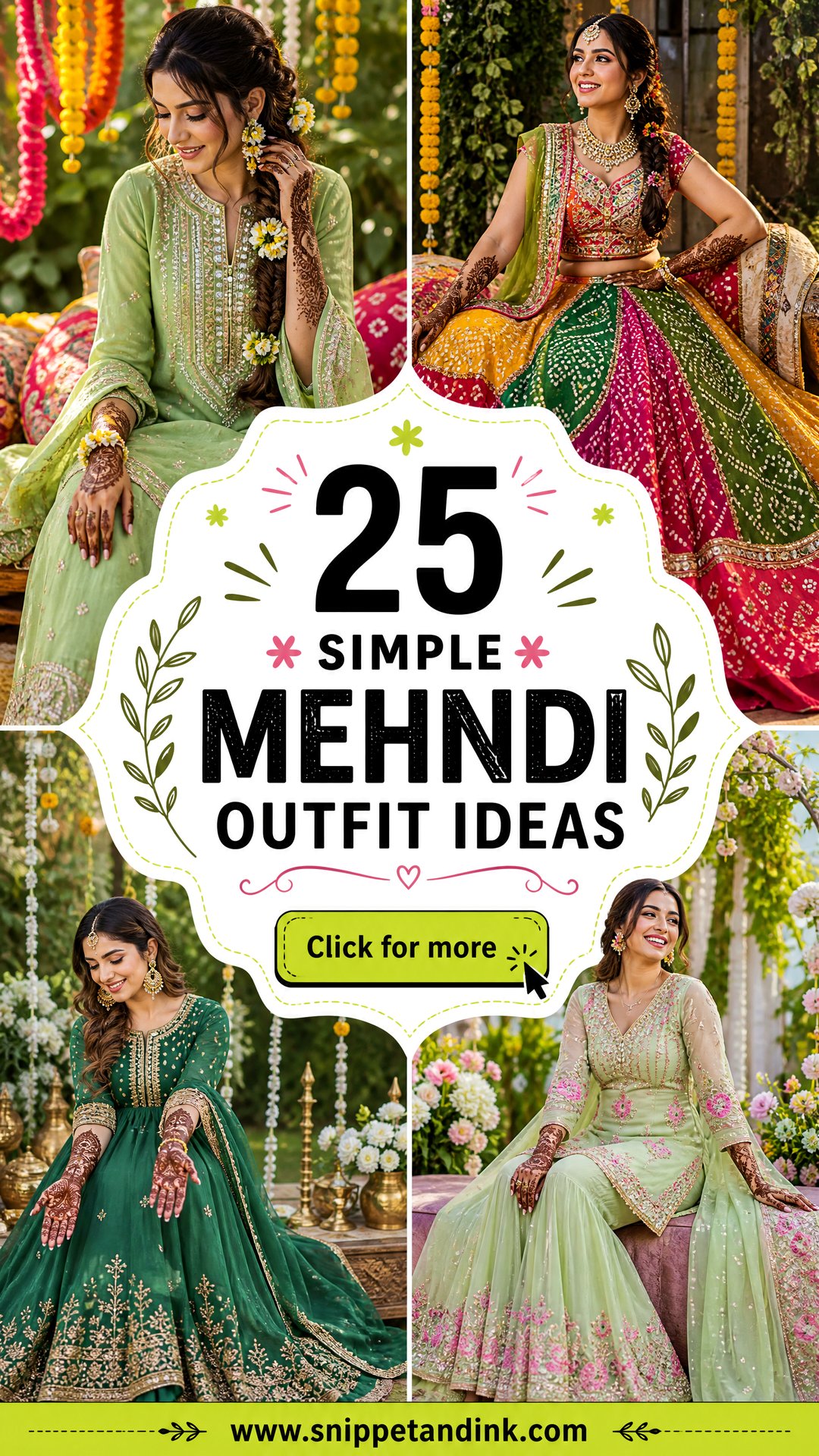 25 Simple Mehndi Outfit Ideas Colorful Bridal Looks to Try - 25 Simple Mehndi Outfit Ideas: Colorful Bridal Looks to Try