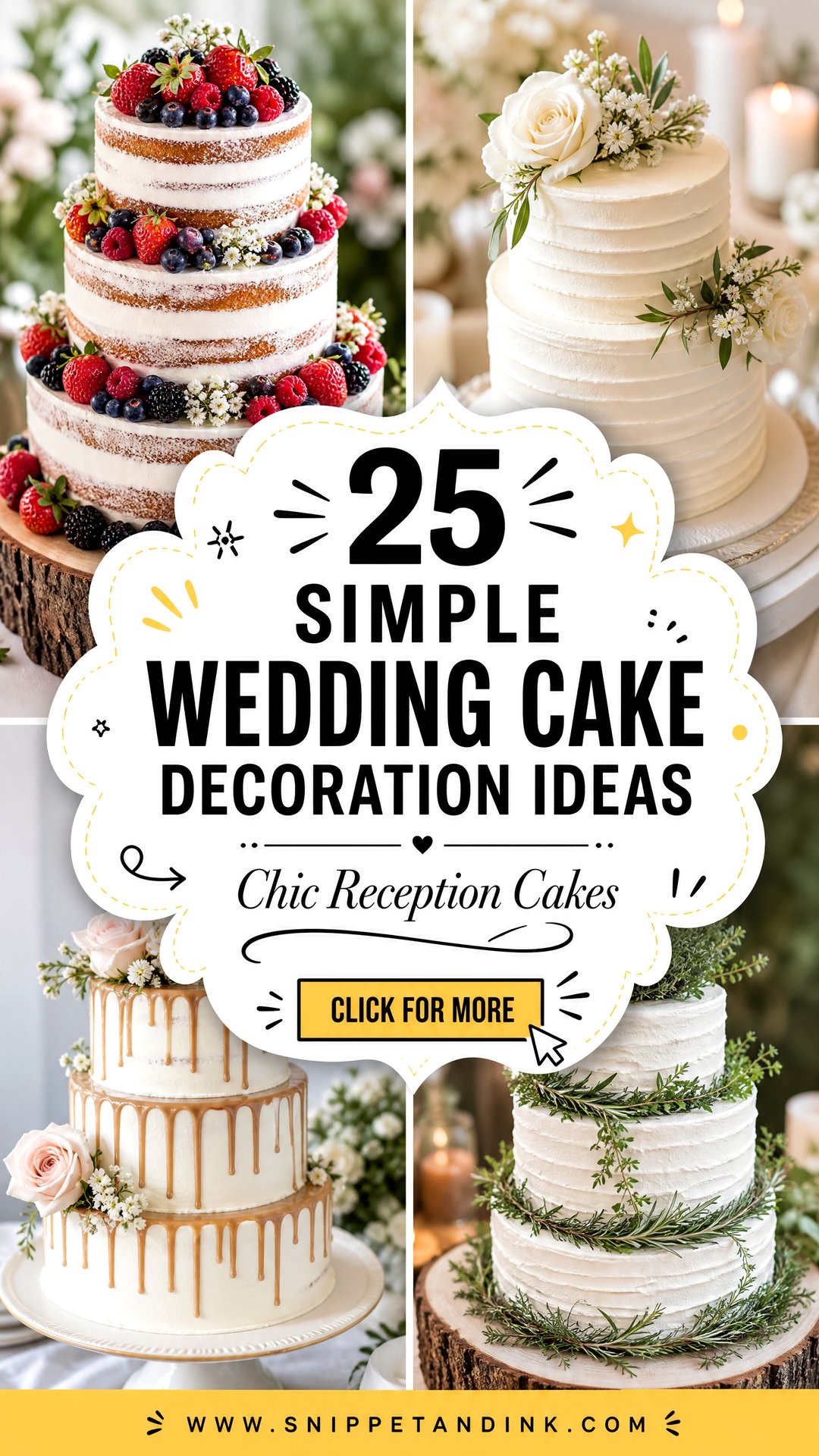 25 Simple Wedding Cake Decoration Ideas for Chic Receptions - 25 Simple Wedding Cake Decoration Ideas for Chic Receptions