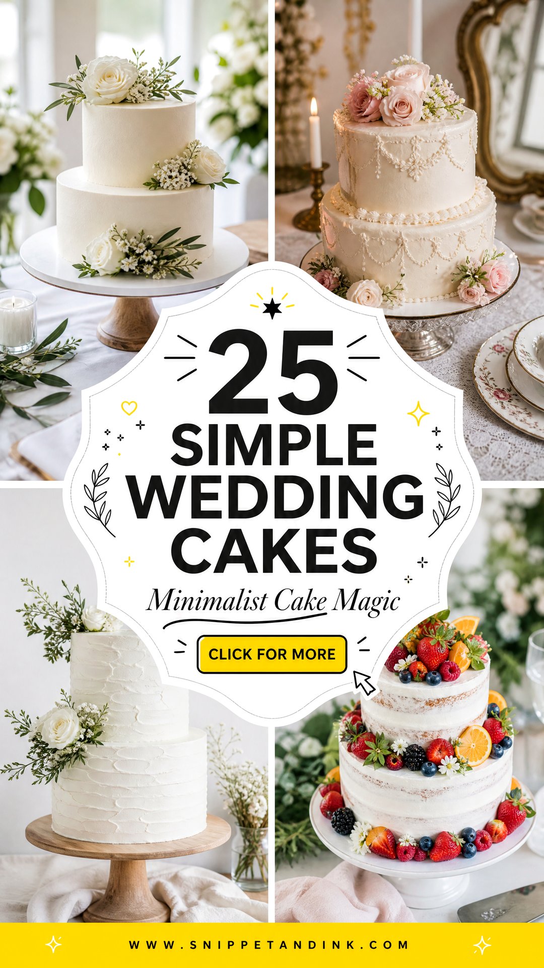 25 Simple Wedding Cakes for Elegant Minimalist Celebrations - 25 Simple Wedding Cakes for Elegant Minimalist Celebrations