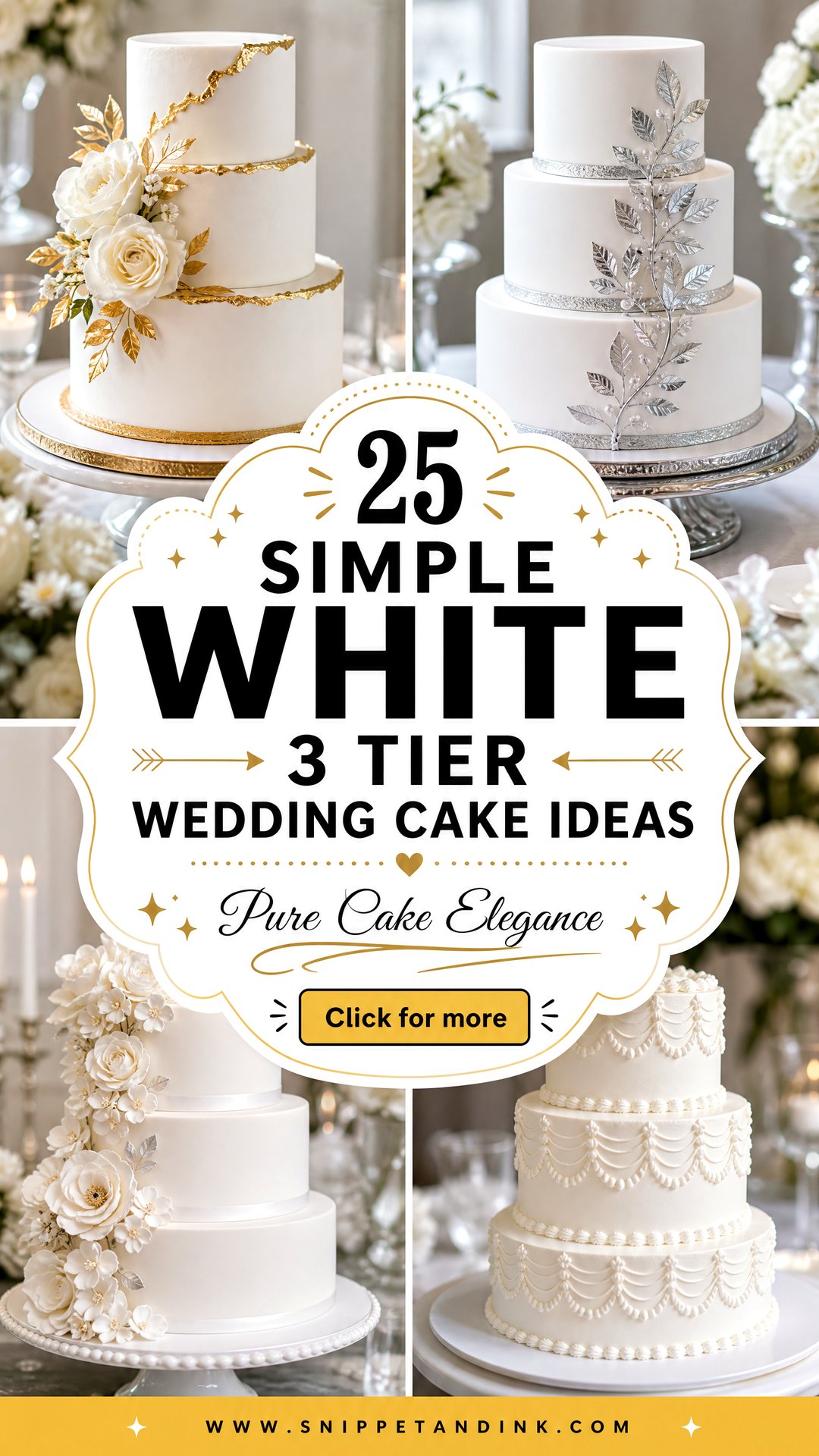 25 Simple White 3 Tier Wedding Cake Ideas for Elegance - 25 Simple White 3 Tier Wedding Cake Ideas for Elegance