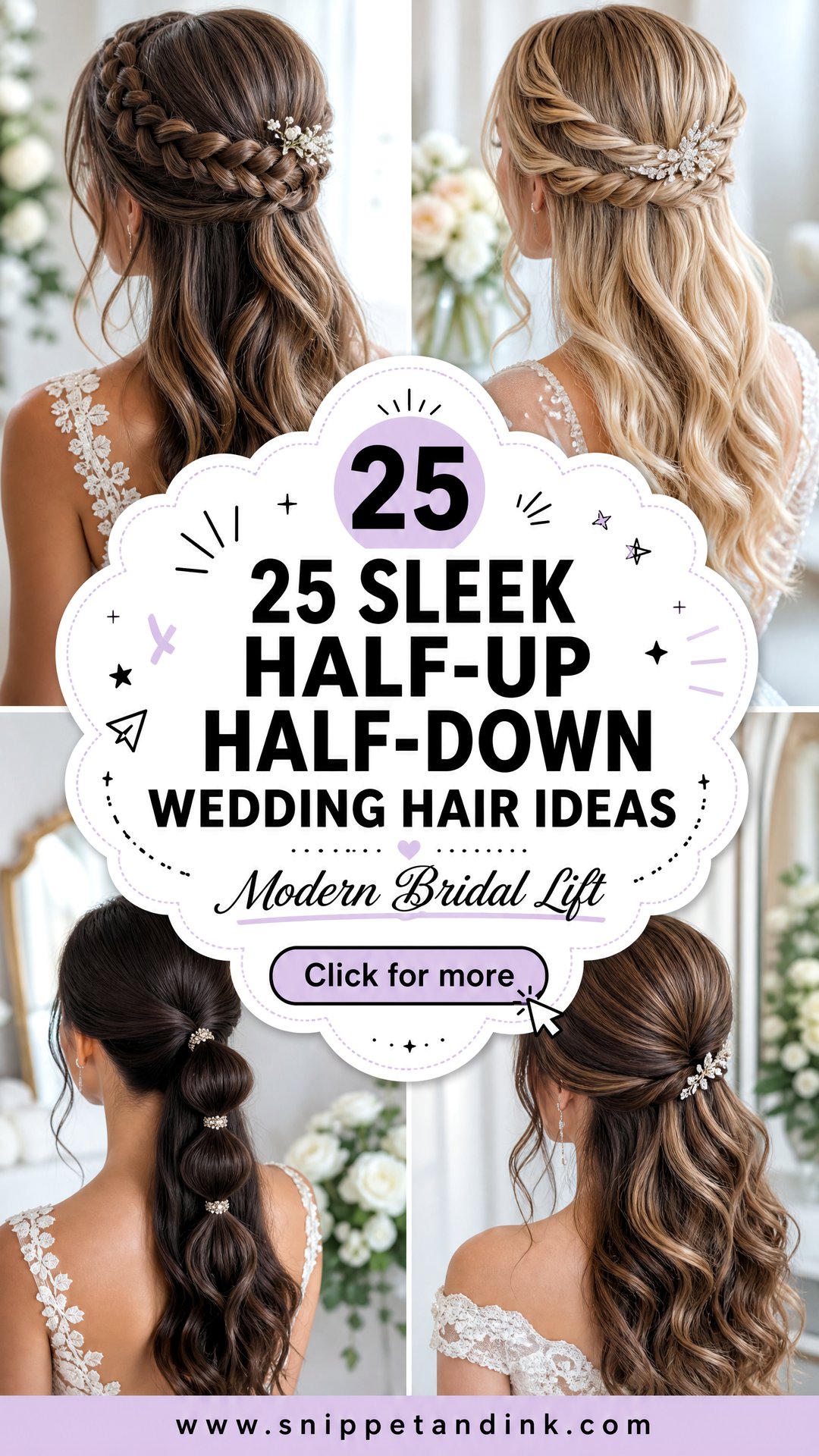 25 Sleek Half-Up Half-Down Wedding Hair Ideas for Modern Brides - 25 Sleek Half-Up Half-Down Wedding Hair Ideas for Modern Brides