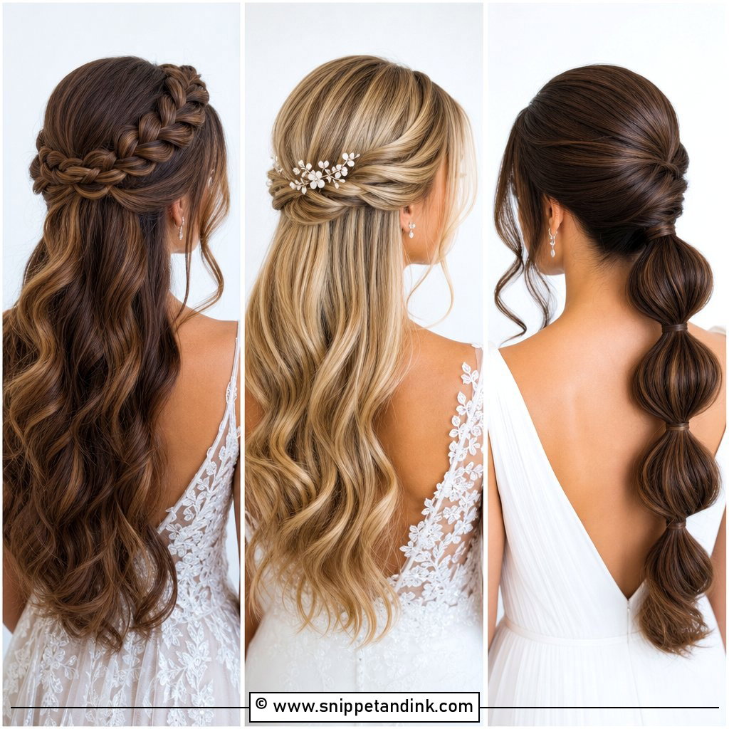 25 Sleek Half-Up Half-Down Wedding Hair Ideas for Modern Brides