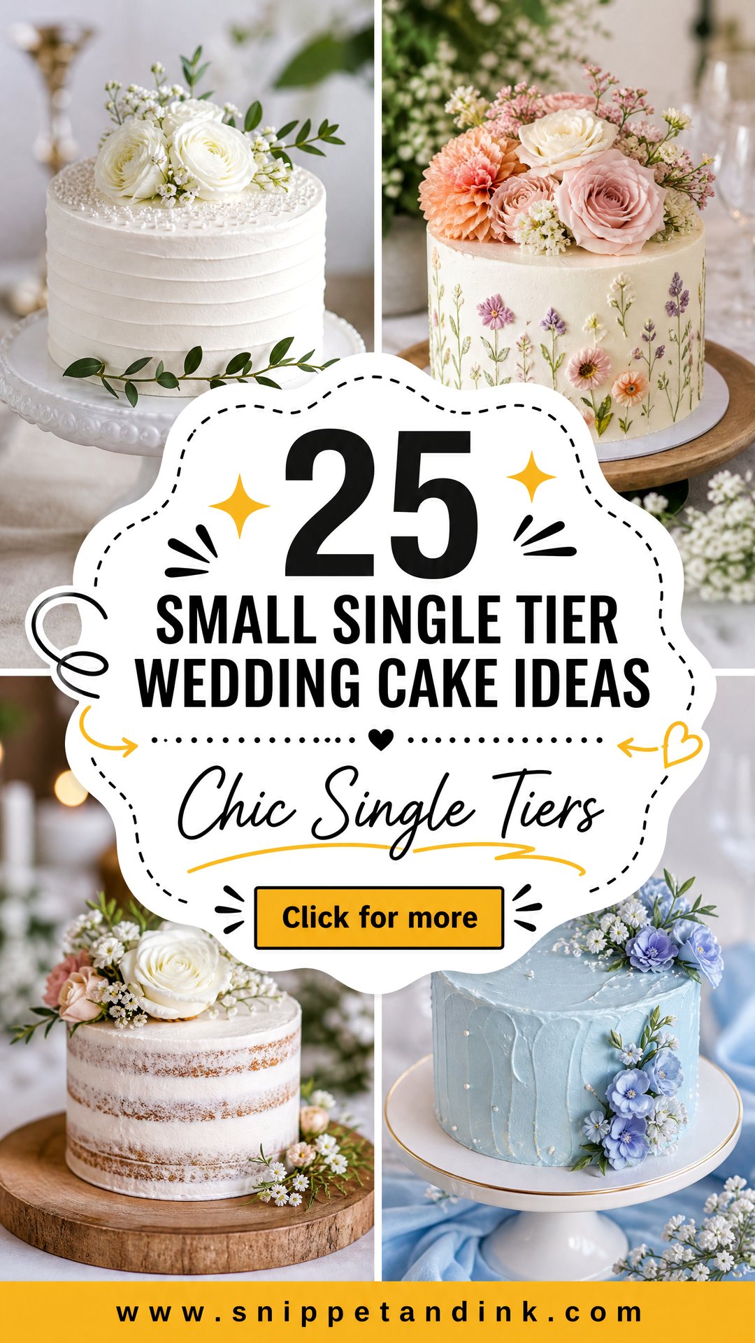 25 Small Single Tier Wedding Cake Ideas for Chic Brides - 25 Small Single Tier Wedding Cake Ideas for Chic Brides