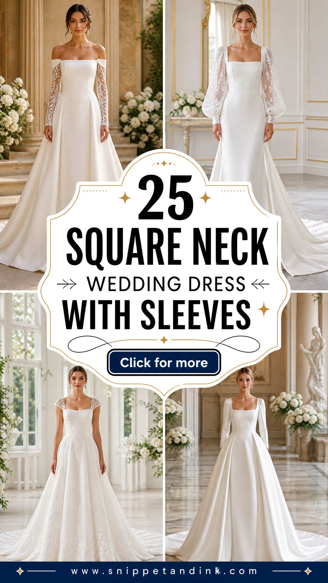 25 Square Neck Wedding Dress with Sleeves Chic Bridal Picks - 25 Square Neck Wedding Dress with Sleeves: Chic Bridal Picks