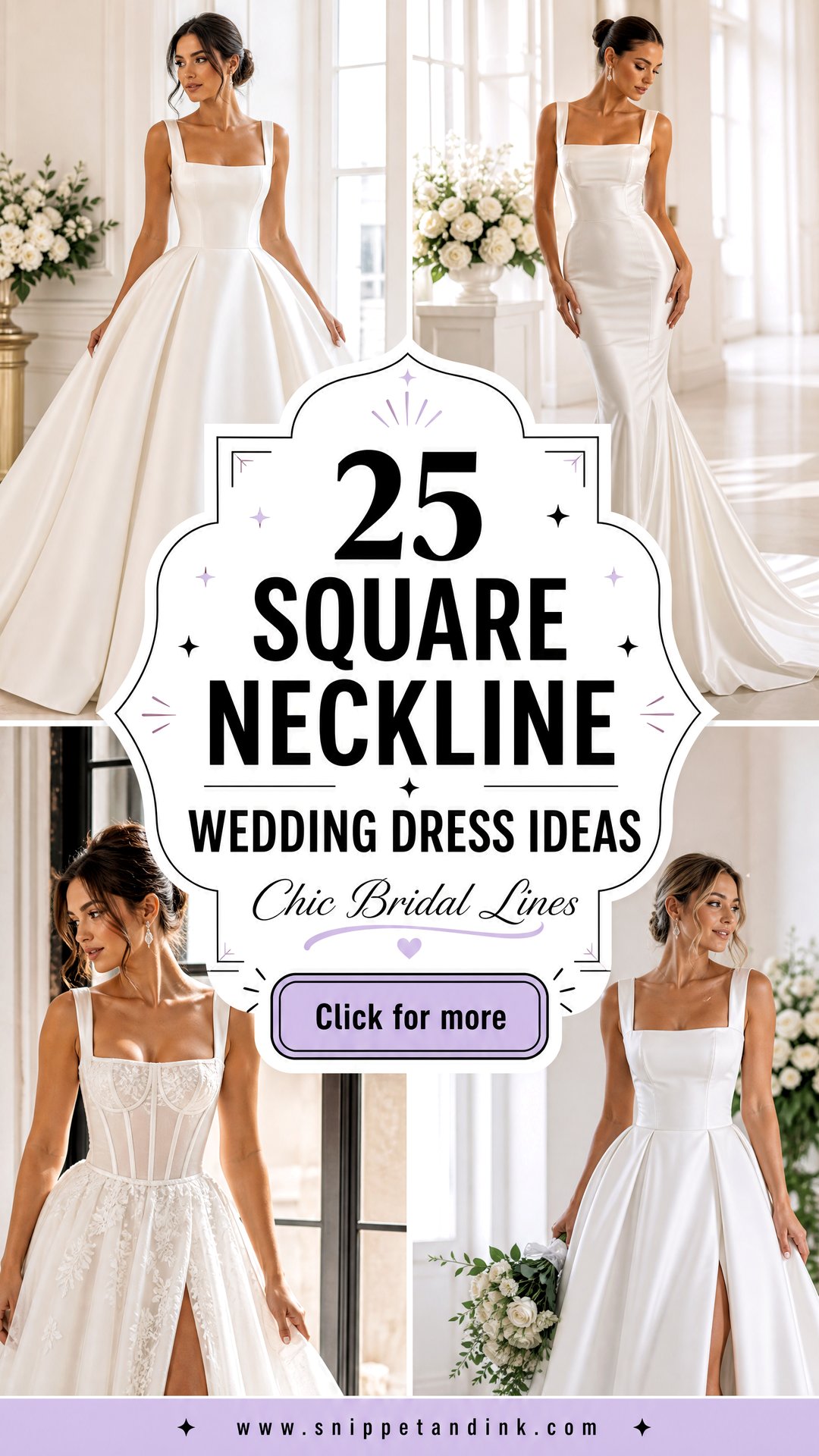 25 Square Neckline Wedding Dress Ideas for Chic Brides - 25 Square Neckline Wedding Dress Ideas for Chic Brides