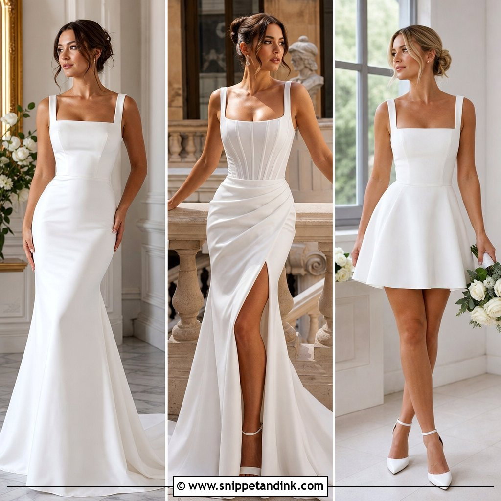 25 Square Neckline Wedding Dress Ideas
