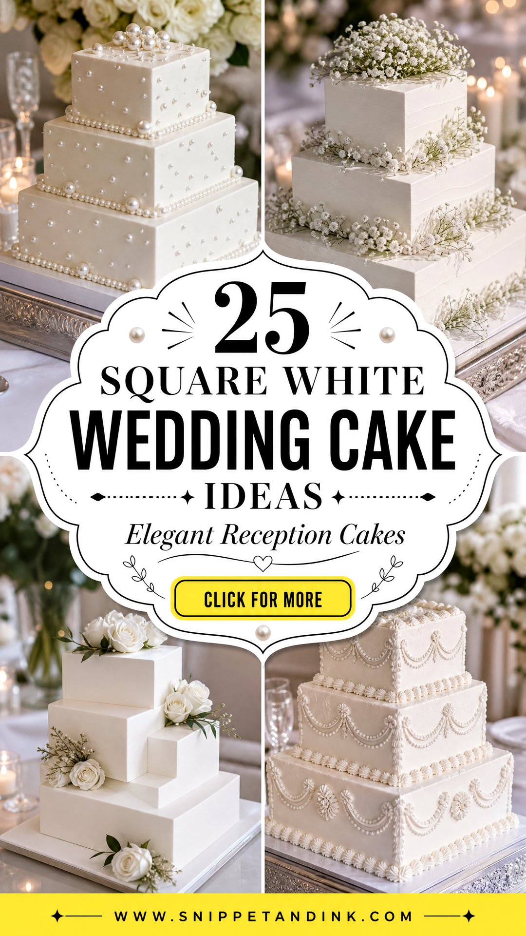 25 Square White Wedding Cake Ideas For Elegant Receptions - 25 Square White Wedding Cake Ideas For Elegant Receptions