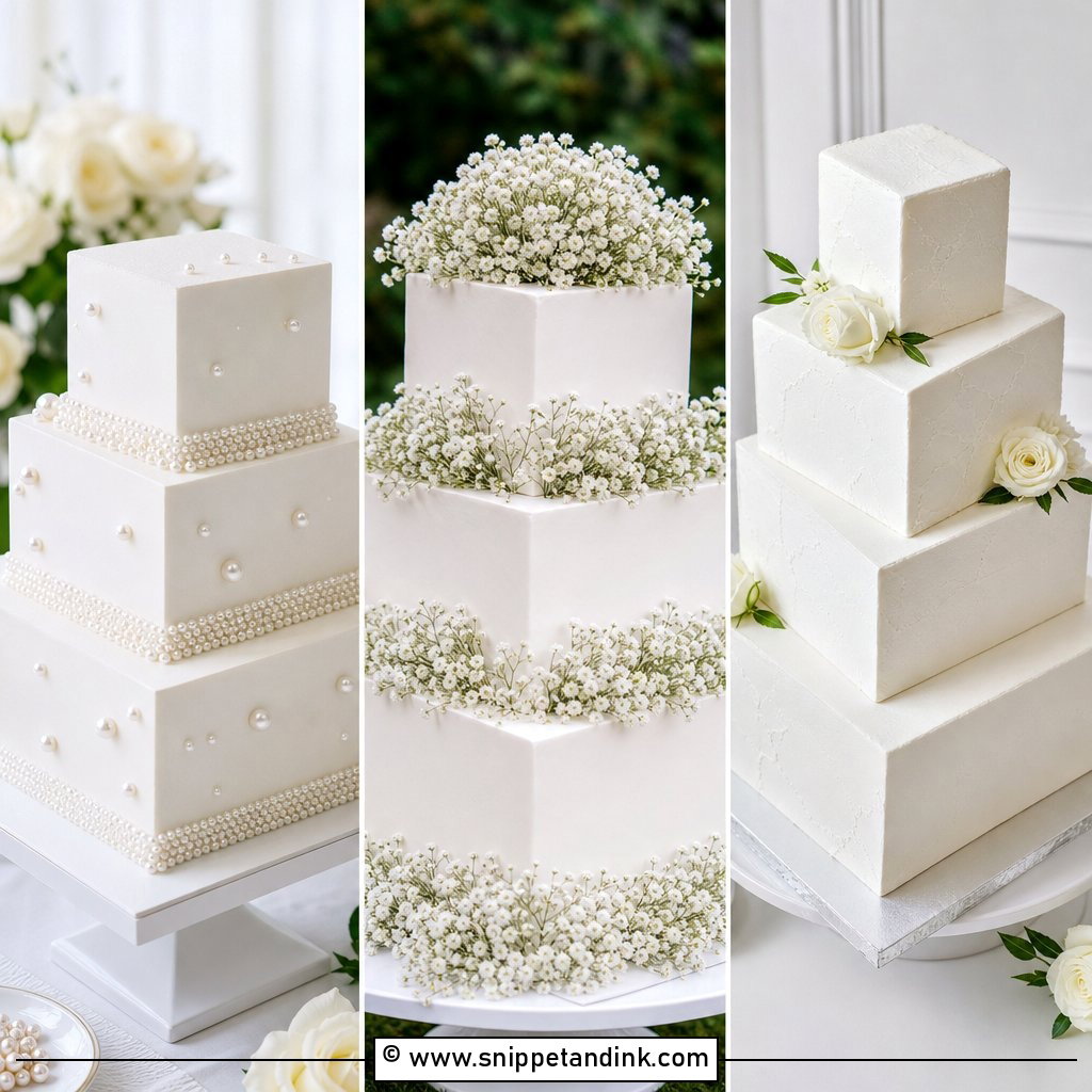 25 Square White Wedding Cake Ideas For Elegant Receptions