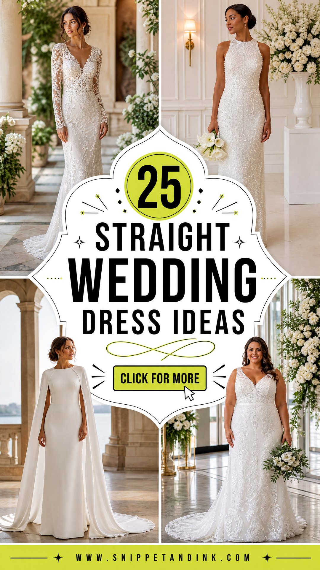 25 Straight Wedding Dress Ideas Sleek Bridal Silhouettes - 25 Straight Wedding Dress Ideas: Sleek Bridal Silhouettes