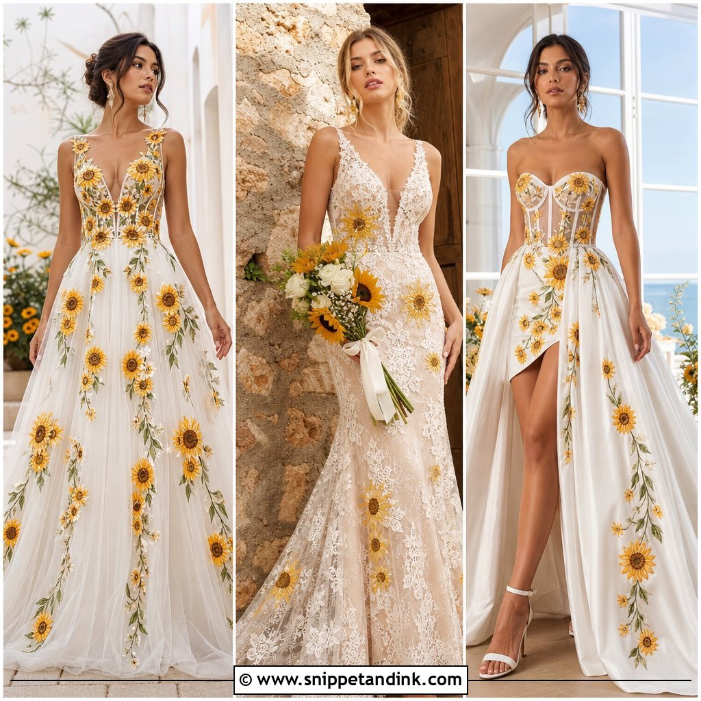 25 Sunflower Wedding Dress Ideas for a Joyful Summer Bride