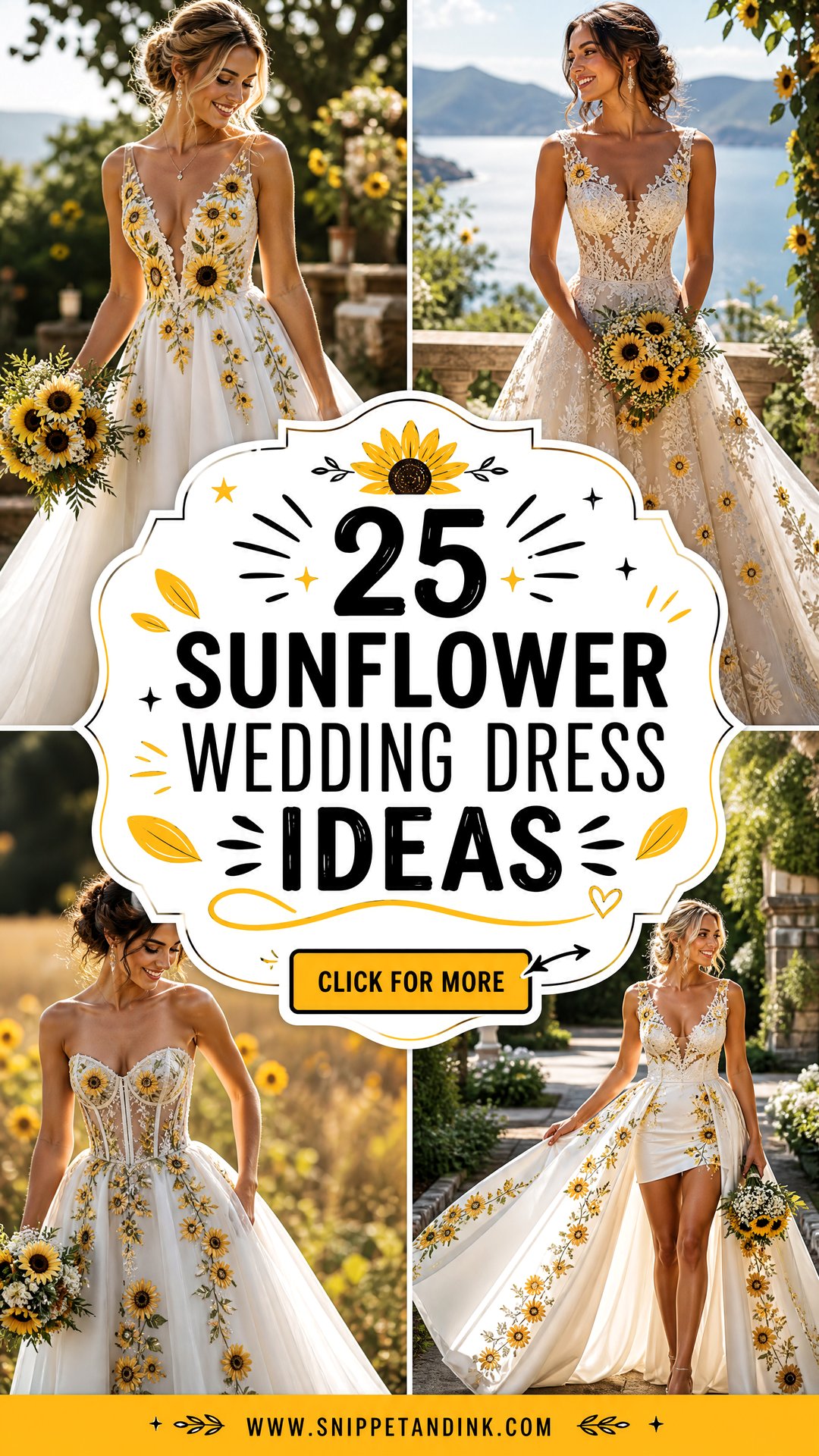 25 Sunflower Wedding Dress Ideas for a Joyful Summer Bride - 25 Sunflower Wedding Dress Ideas for a Joyful Summer Bride