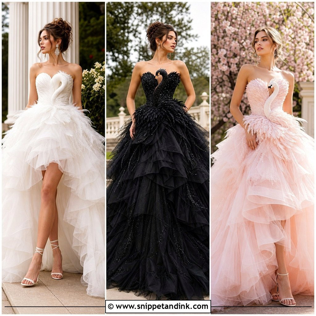 25 Swan Wedding Dress Ideas for an Elegant Storybook Bridal Look