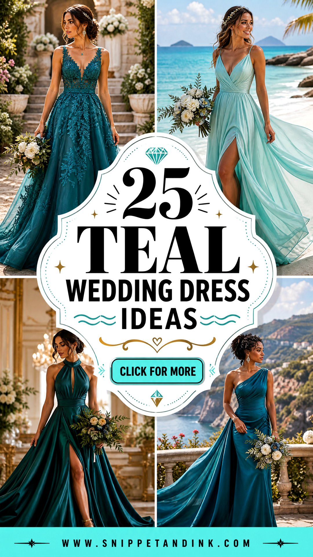 25 Teal Wedding Dress Ideas for a Bold Color-Loving Bride - 25 Teal Wedding Dress Ideas for a Bold, Color-Loving Bride