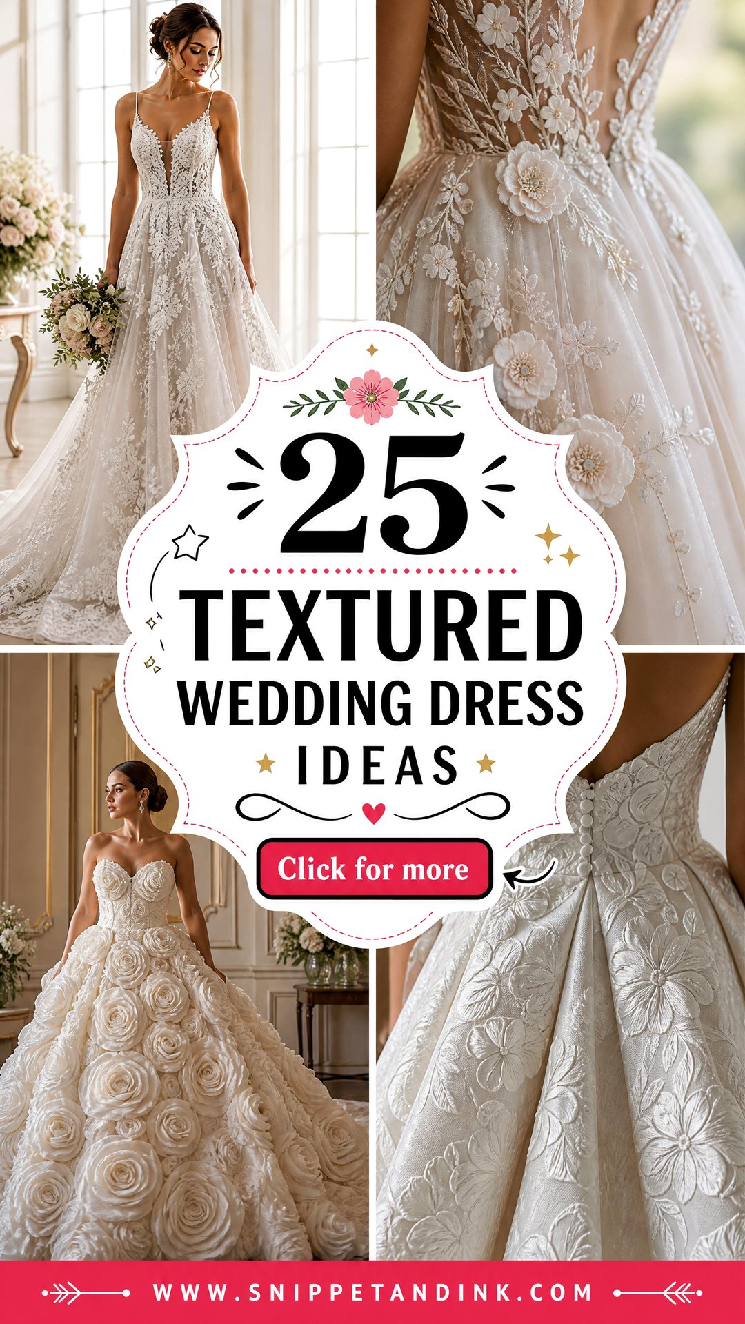 25 Textured Wedding Dress Ideas for a Modern Dimensional Look - 25 Textured Wedding Dress Ideas for a Modern, Dimensional Look